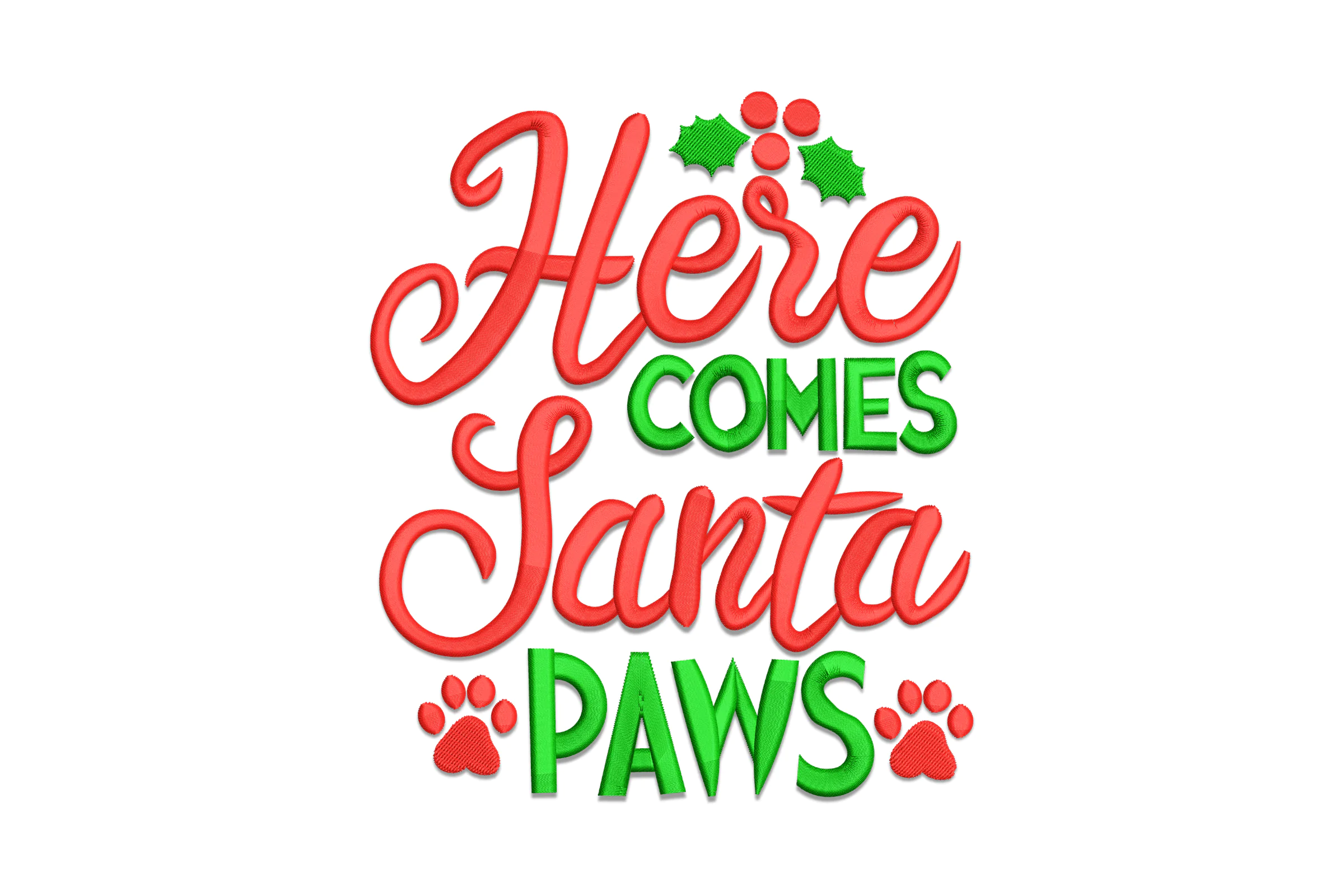 Here Comes Santa Paws Dog Christmas Machine Embroidery Design