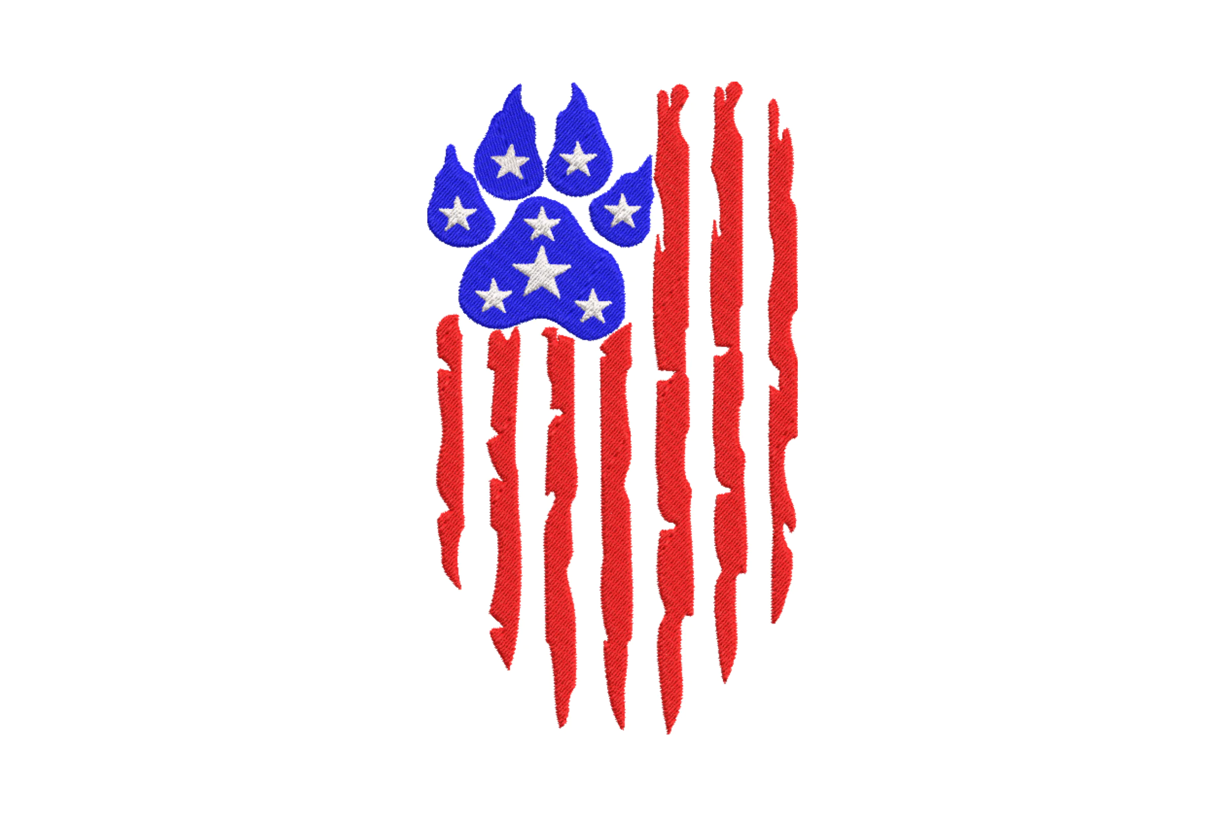 Paw Print American Flag Embroidery Design