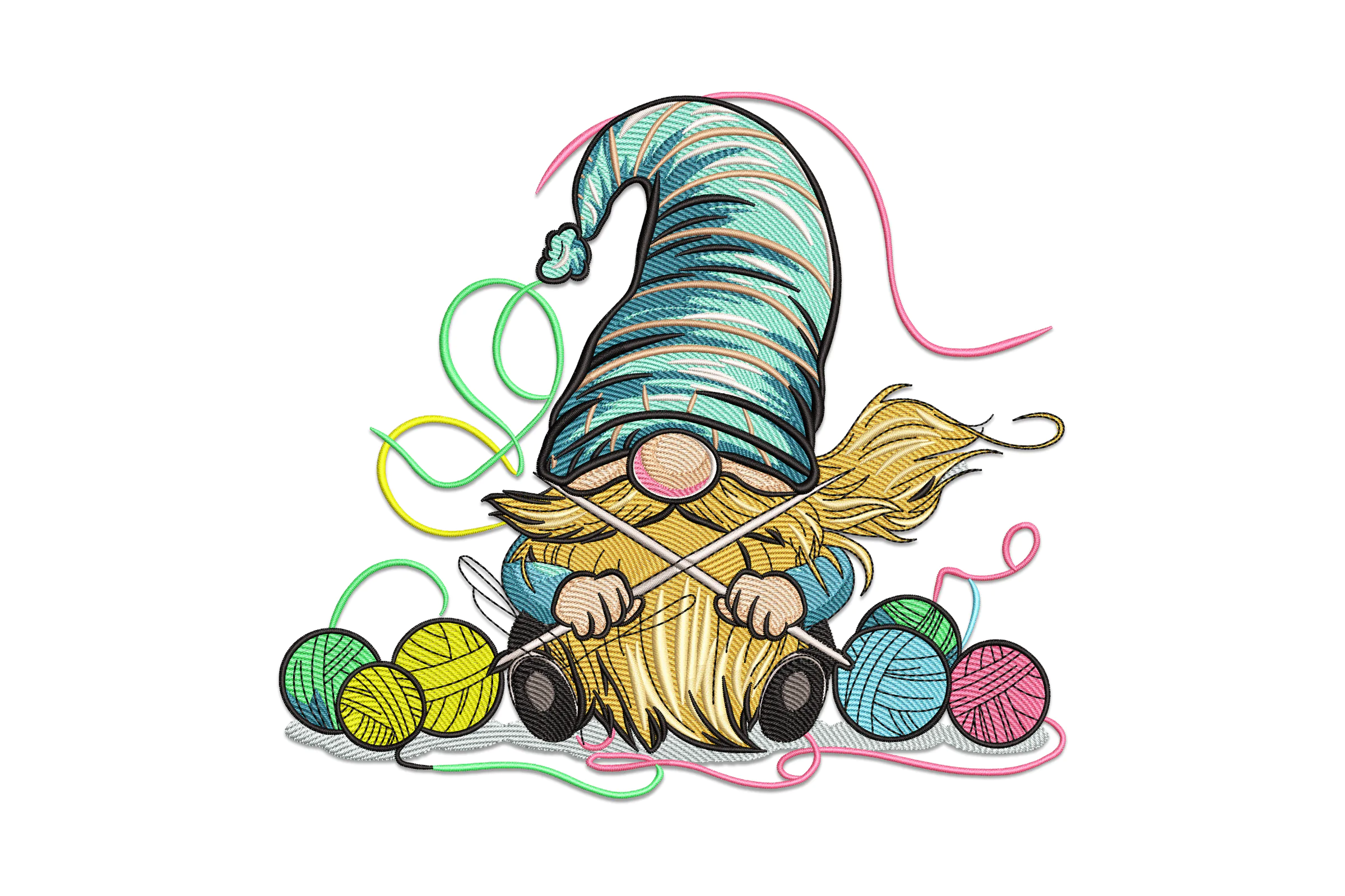 Knitt Gnome Embroidery Design