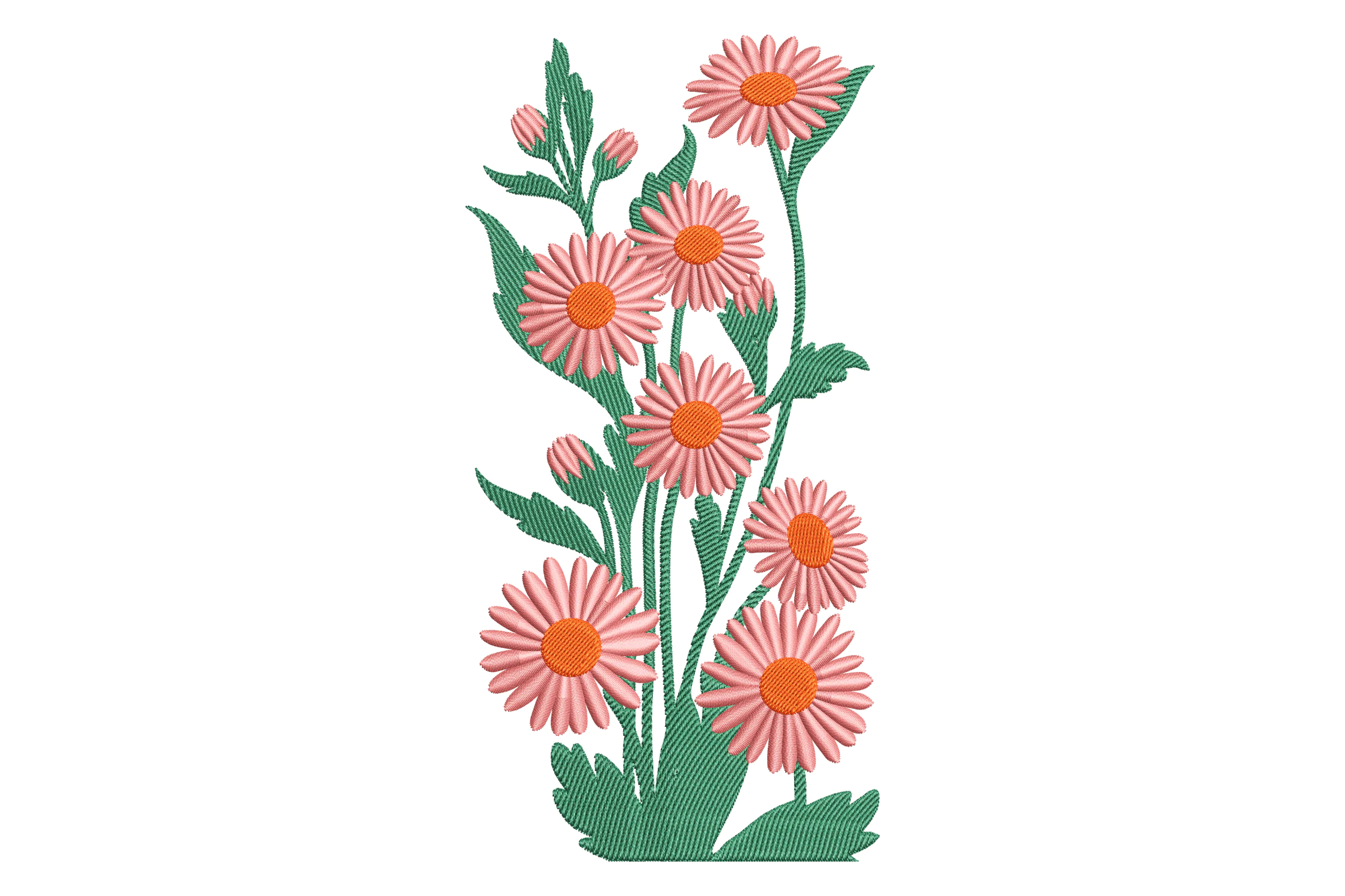 Pink Daisy Floral Embroidery Design
