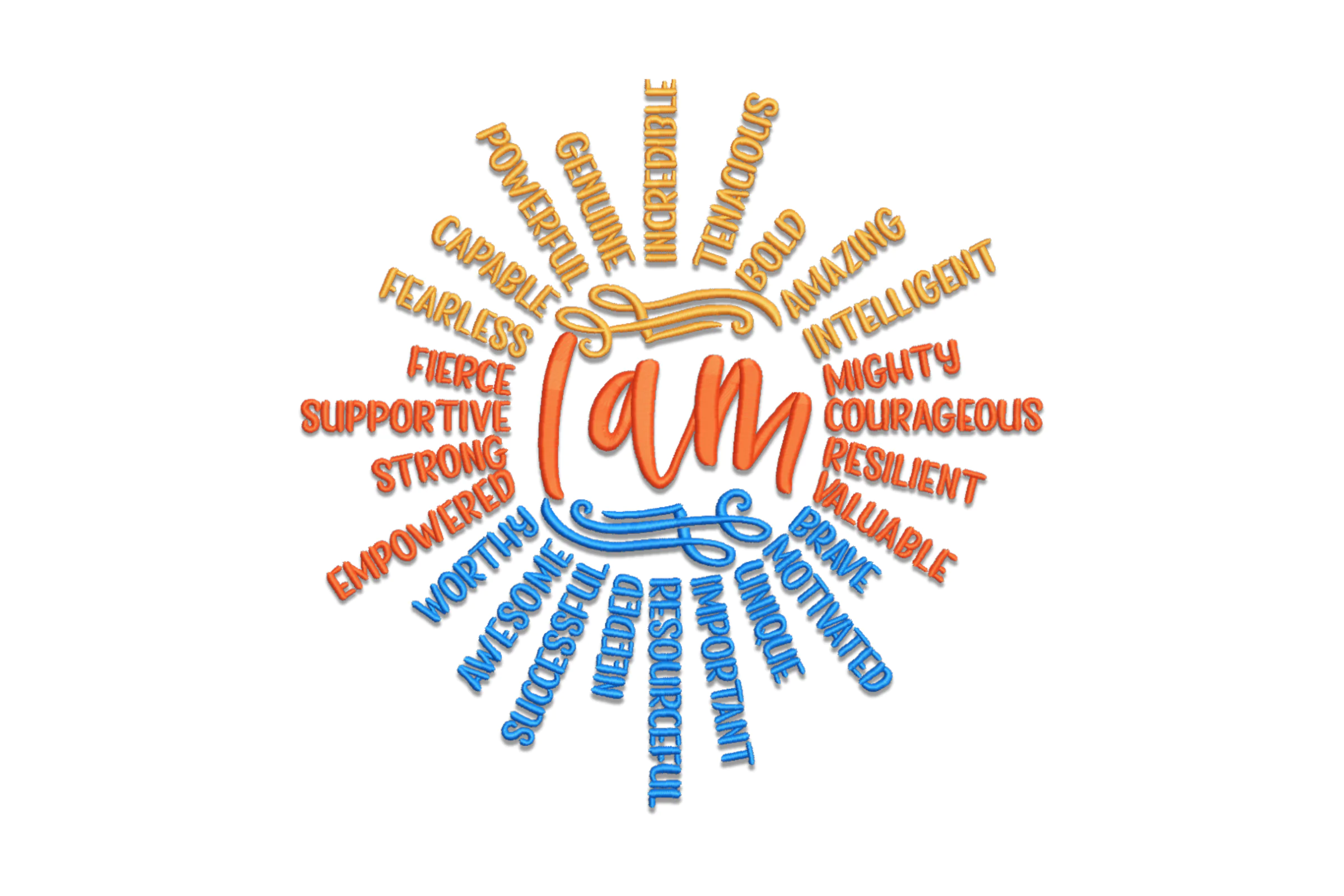 Affirming Words Embroidery Design