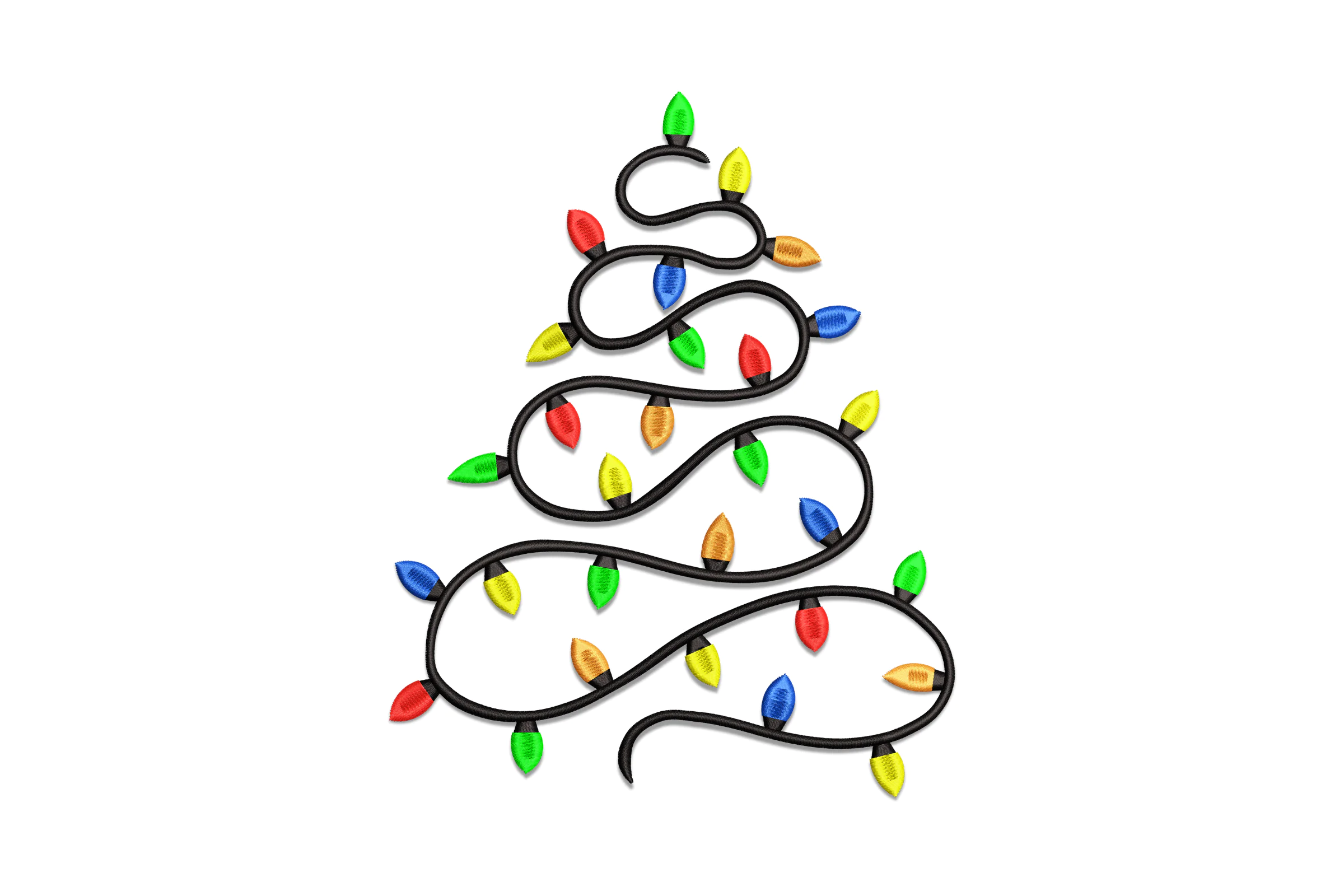 Christmas Tree with Lights Embroidery Design