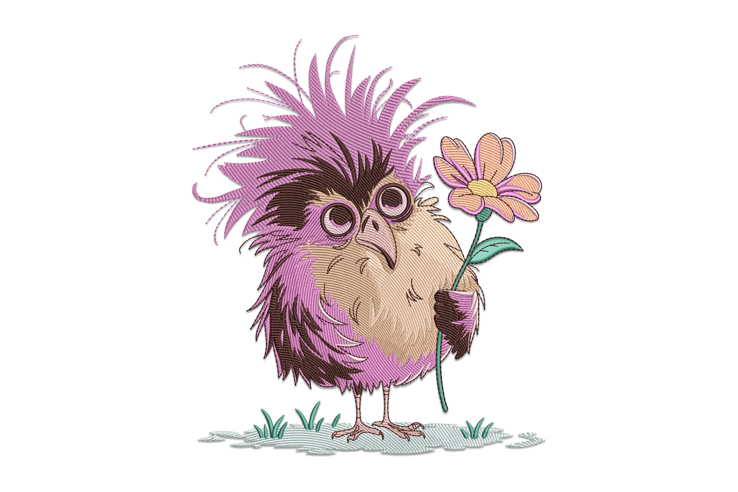 Flower Chicken Embroidery Design