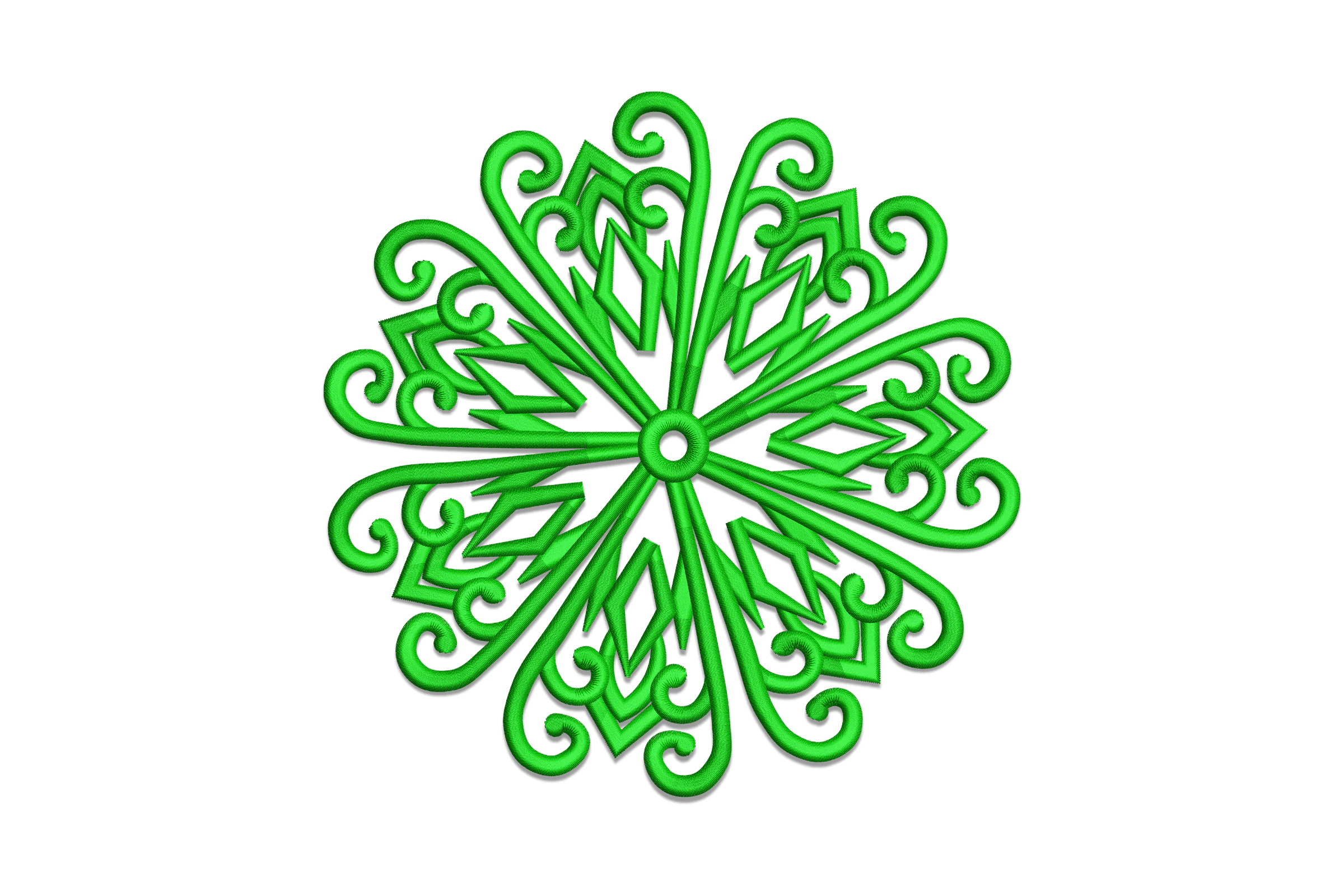 Green Snowflake Embroidery Design