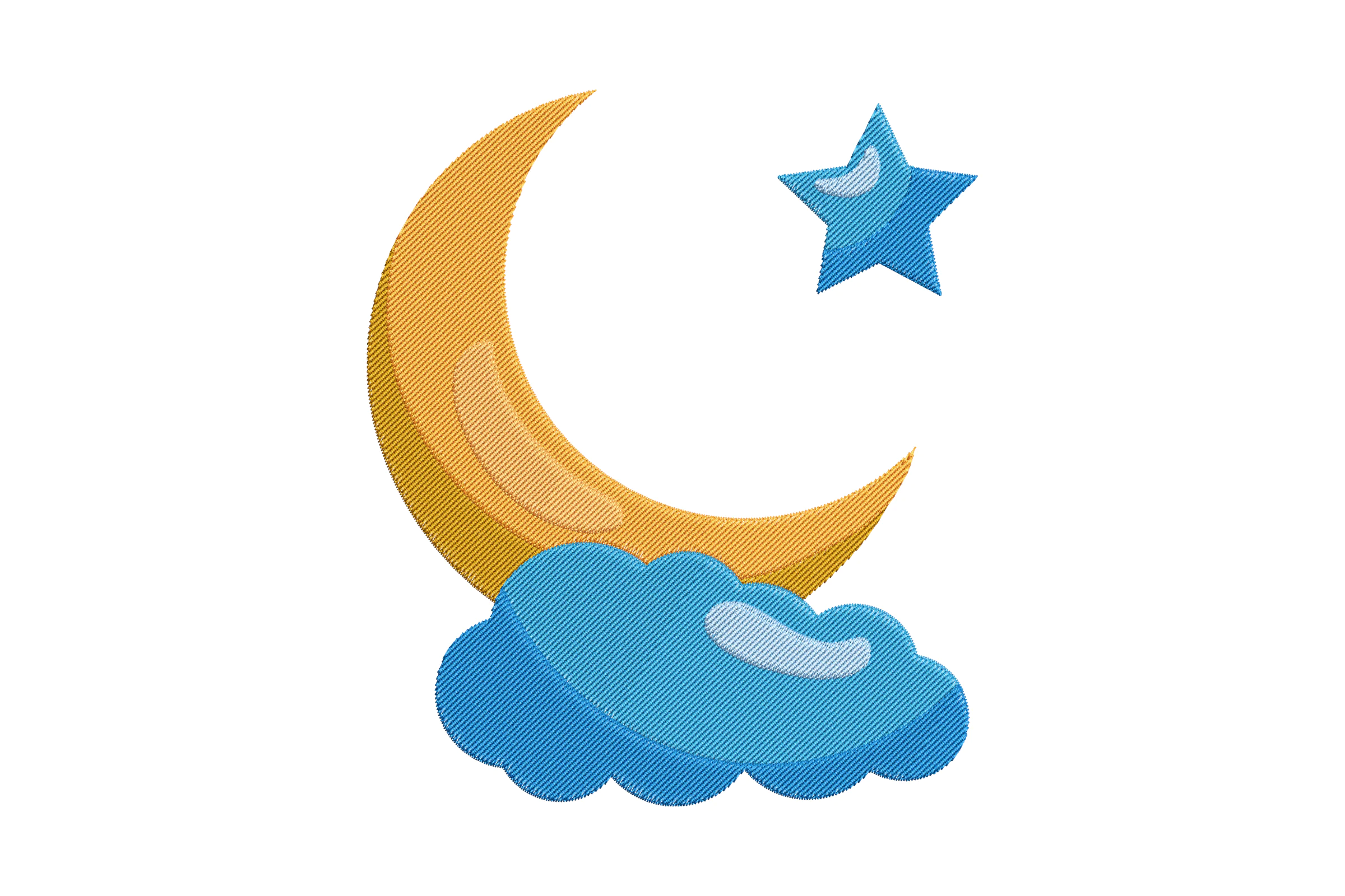 Moon and Star Cloud Embroidery Design
