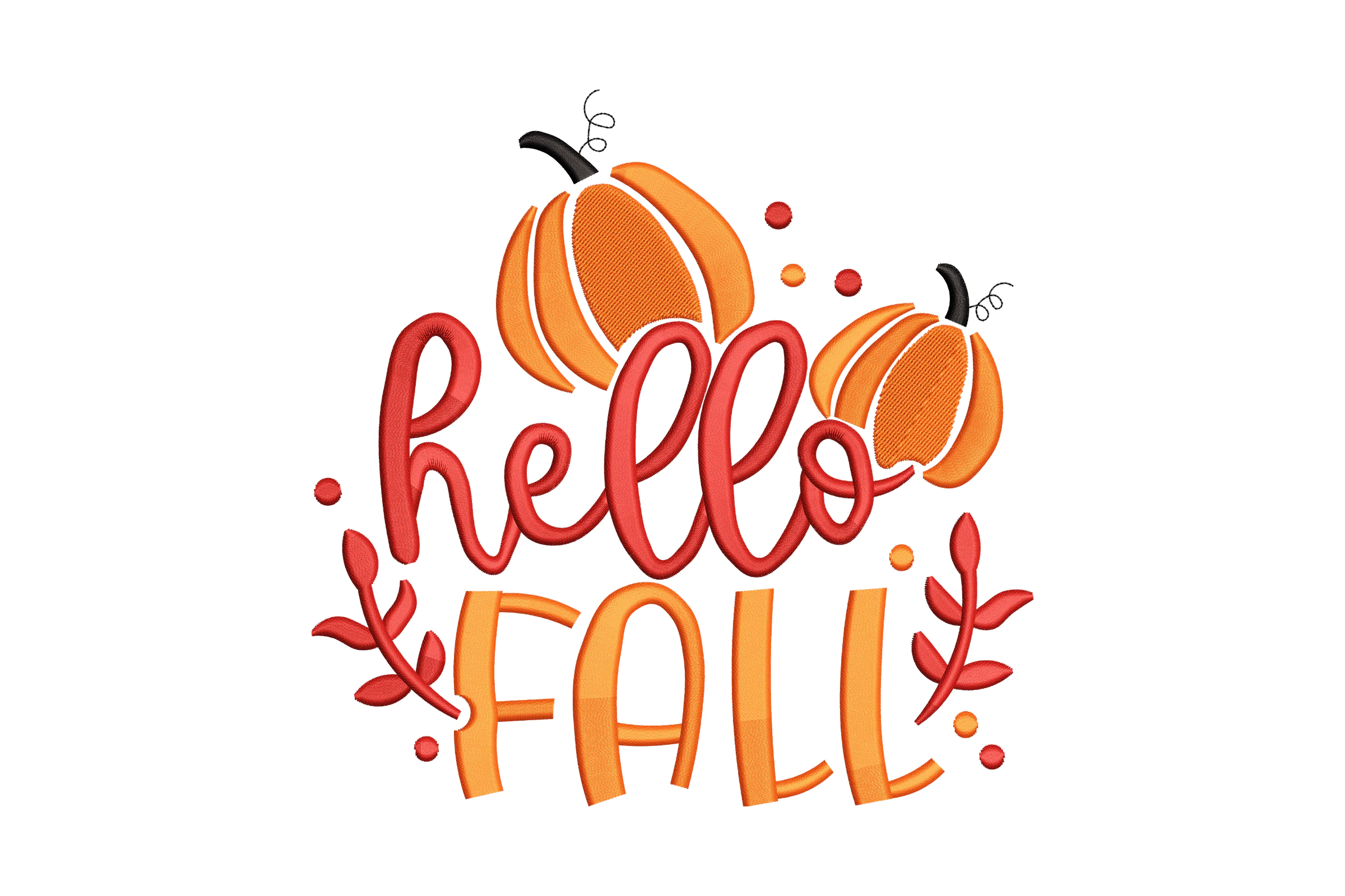Hello Fall Pumpkin Embroidery Design