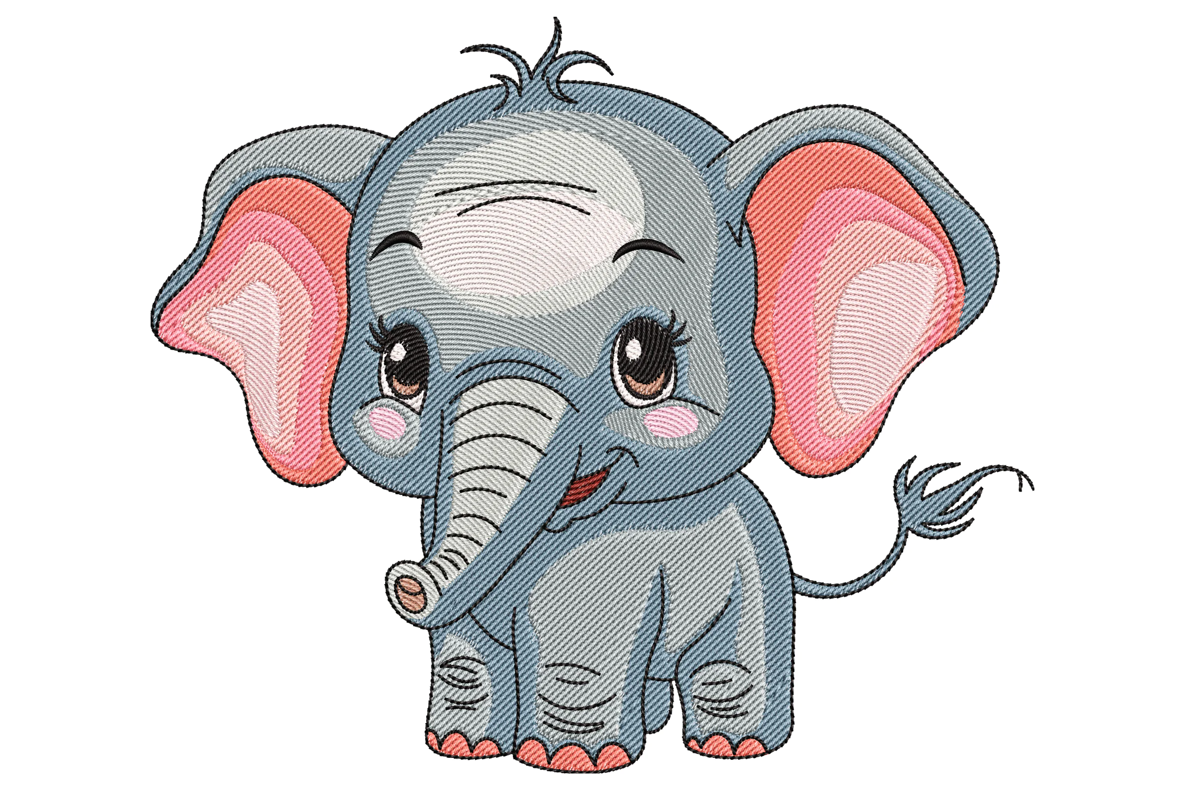 Whimsical Elephant Embroidery Design