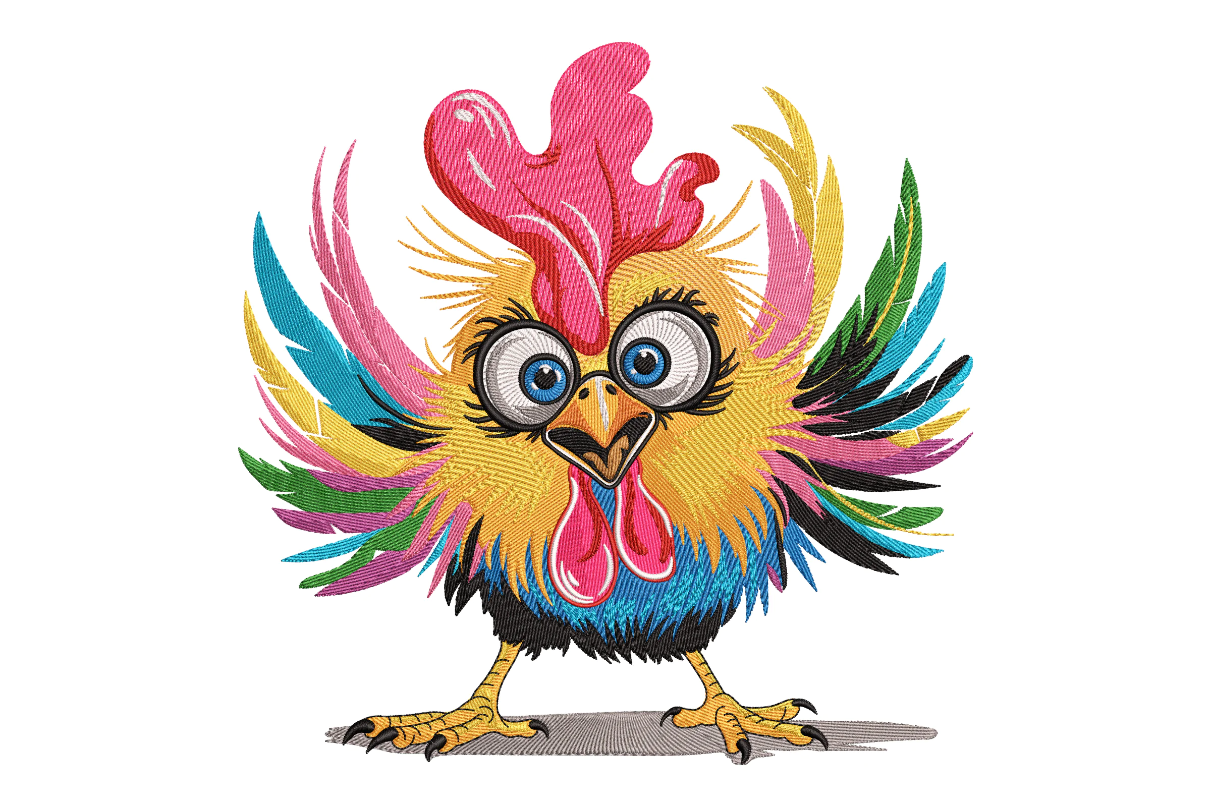 Colorful Fun And Vibrant Chicken Art Embroidery Design