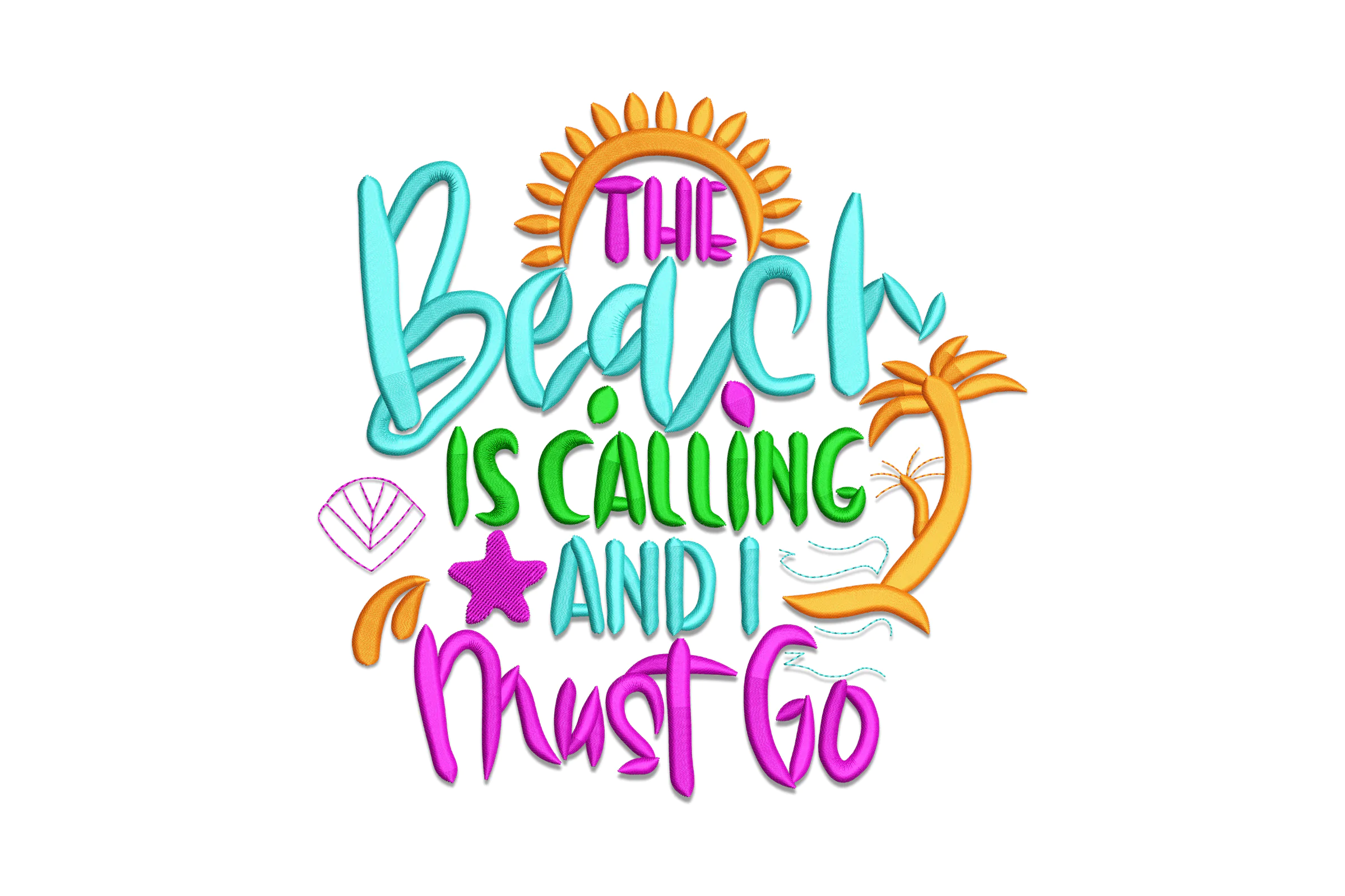 The Beach Is Calling And I Must Go Embroidery Design
