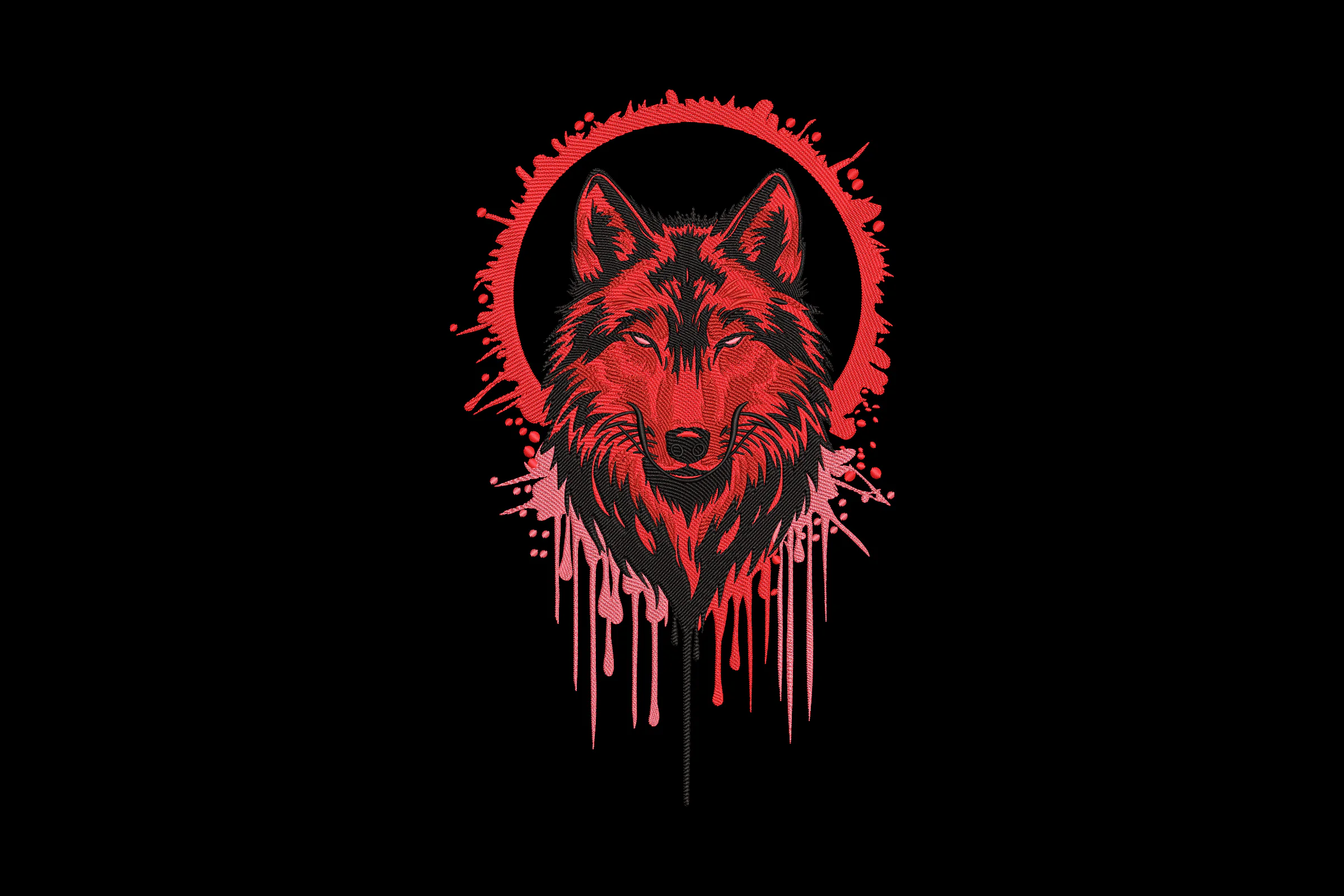Wolf With Red Eyes Embroidery Design