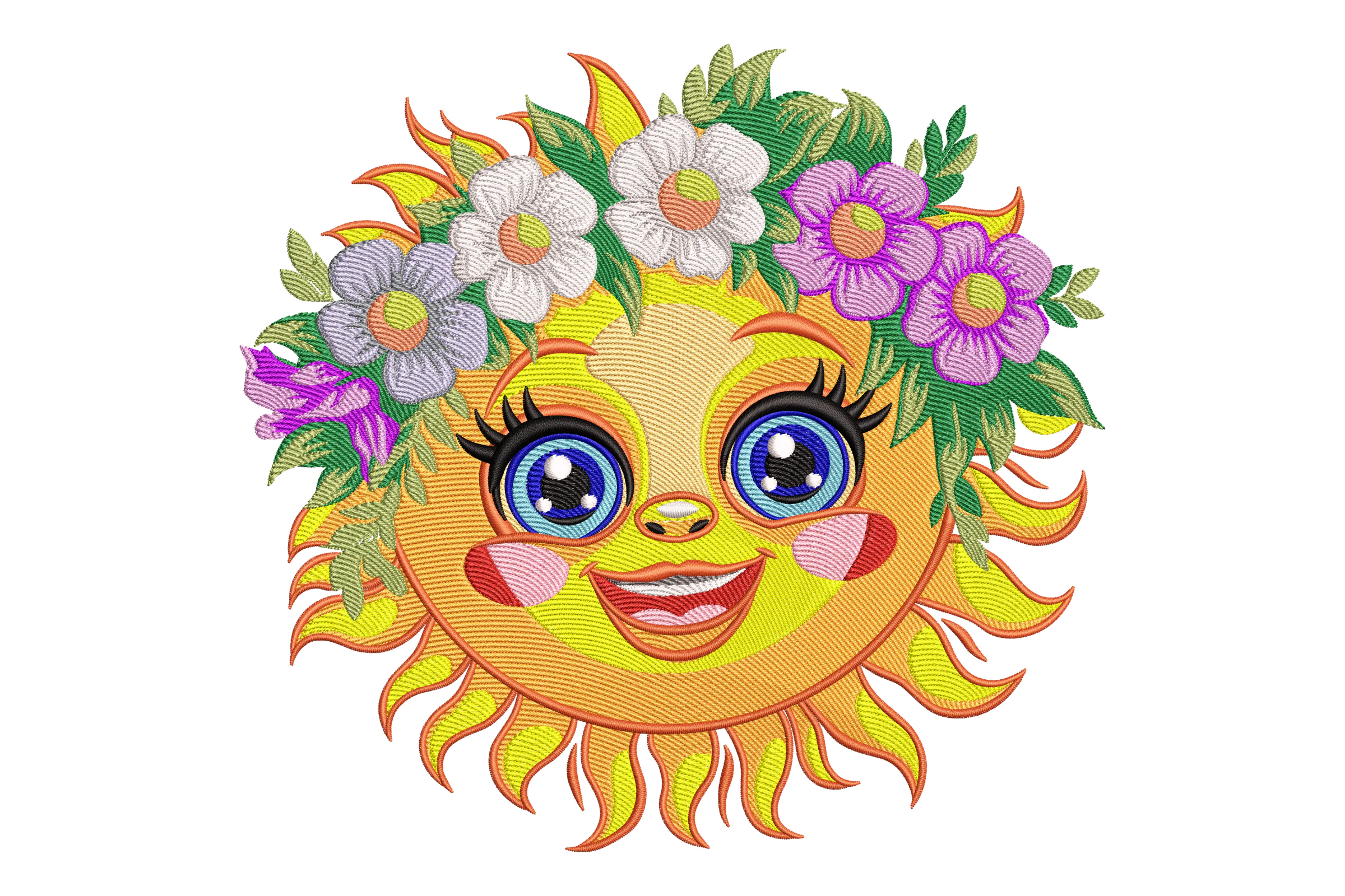 Happy Sunflower Face Embroidery Design
