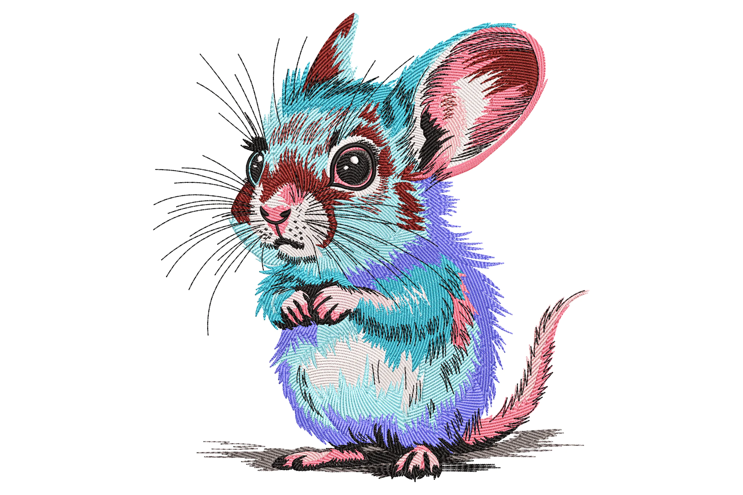 Colorful Mouse Embroidery Design