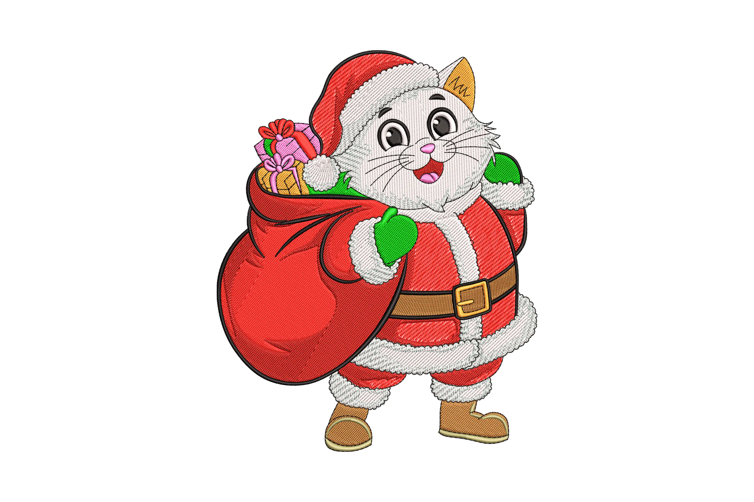 Christmas Cat Machine Embroidery Design Pattern