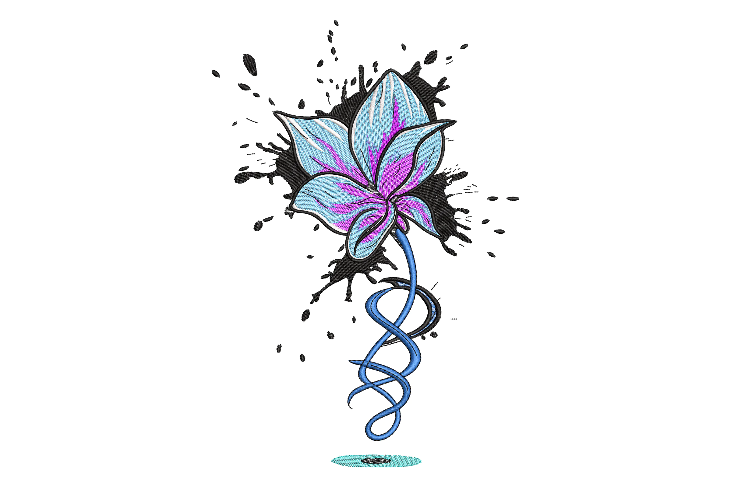 Lotus Splash Embroidery Design