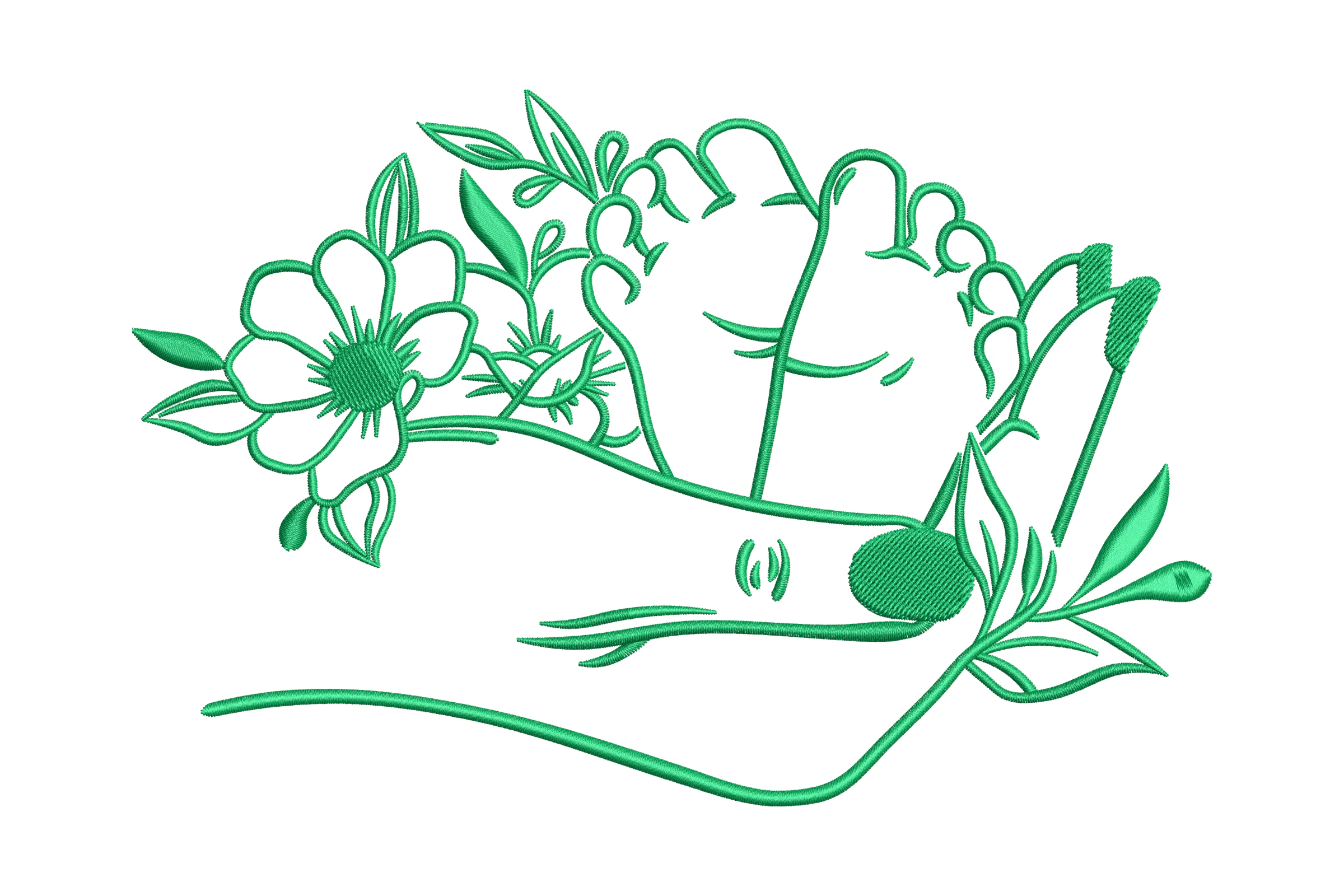 Mom Hand Baby Feet Embroidery Design