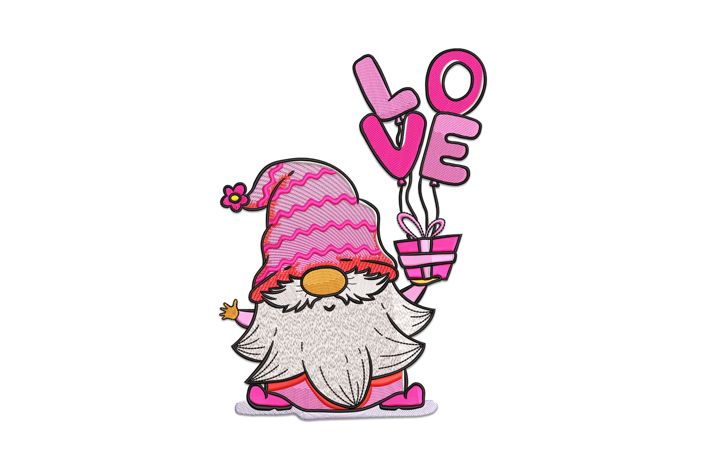 Valentine Gnome Embroidery Design File