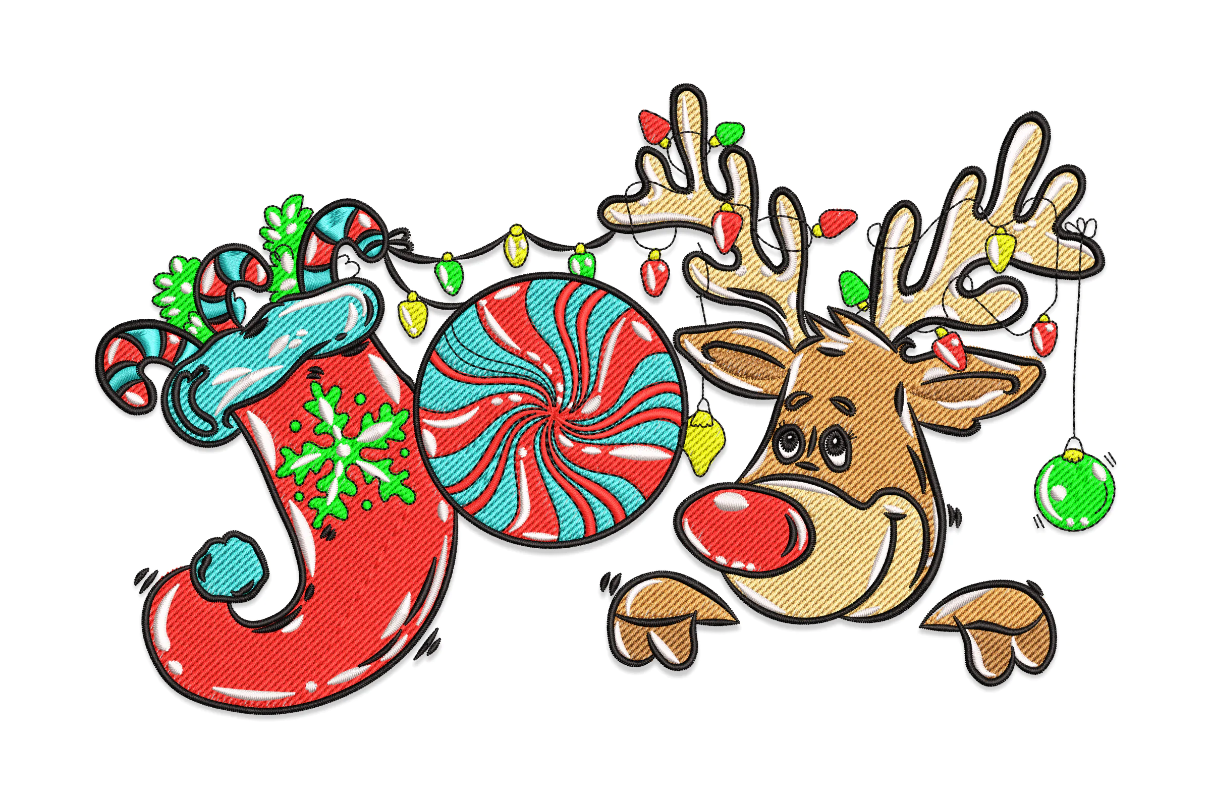 Christmas Joy Reindeer Embroidery Design