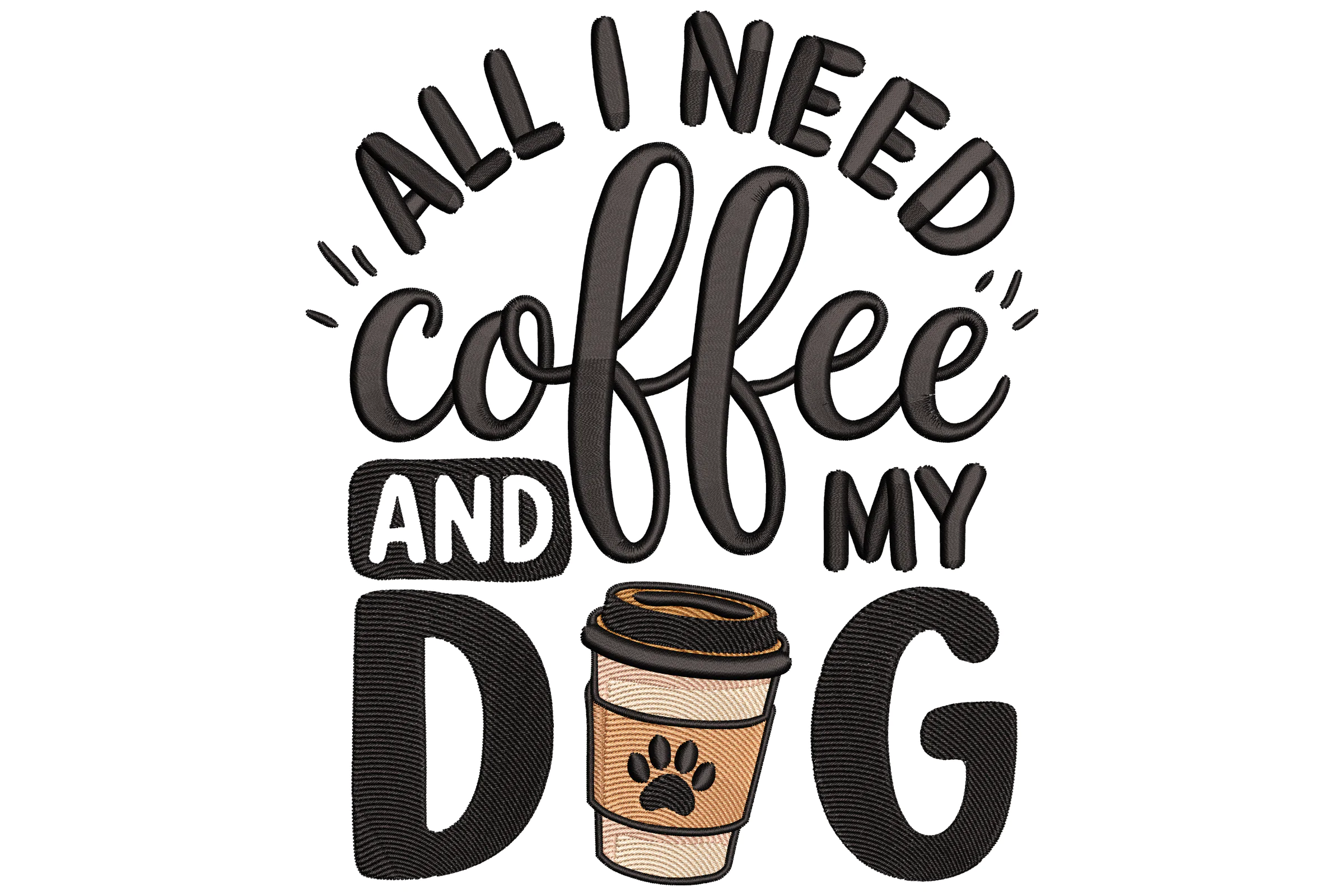 Coffee and Dog Embroidery Design
