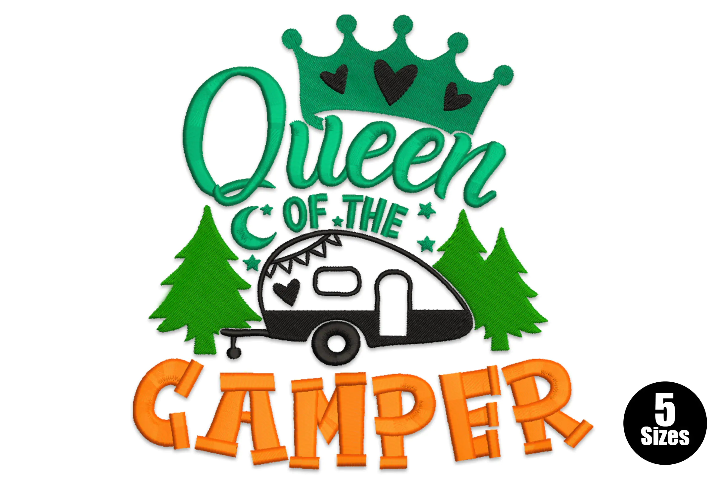 Queen of the Camper Embroidery Design File
