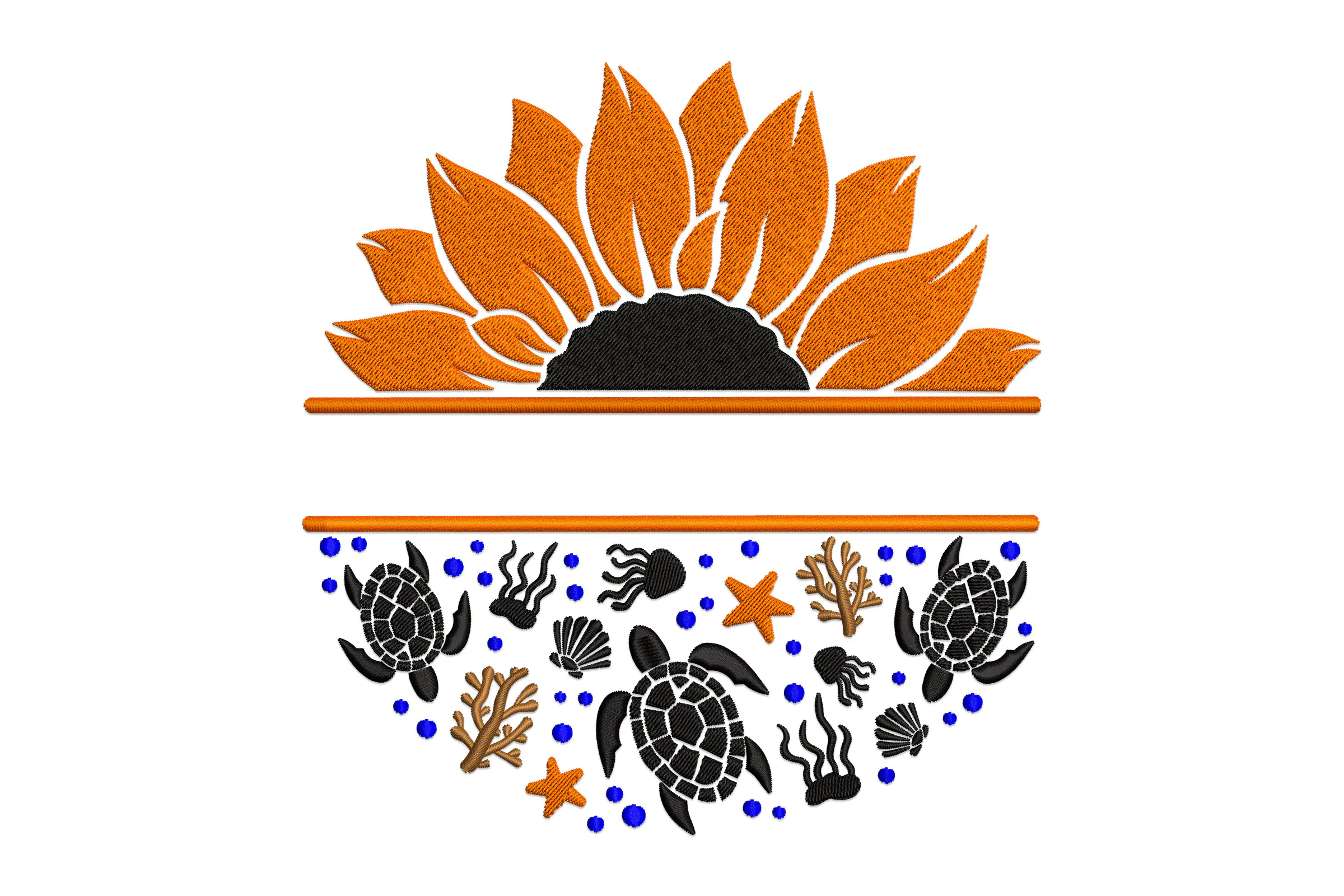 Floral Turtle Machine  Embroidery Design