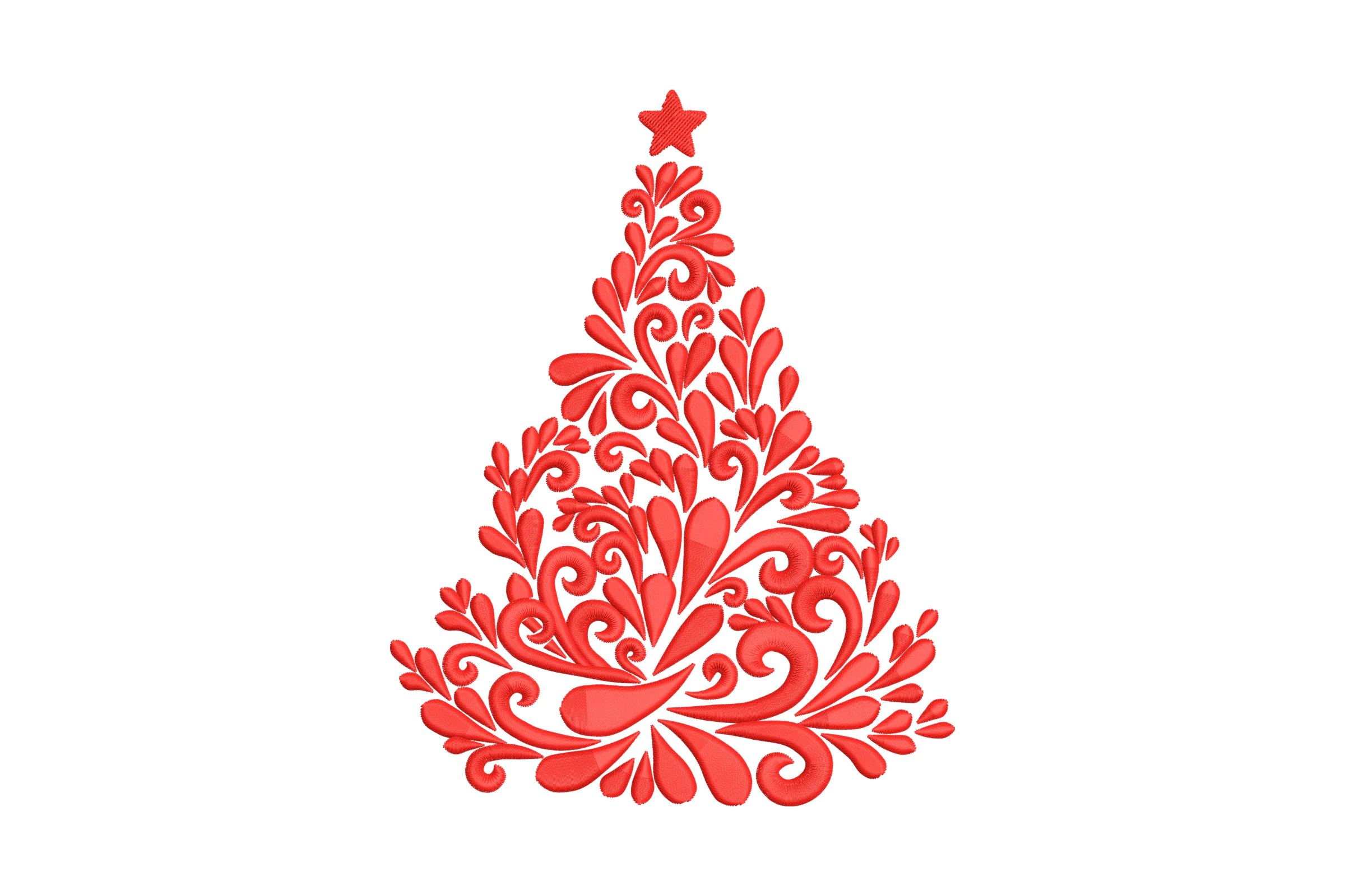 Swirl Christmas Tree Embroidery Design Pattern
