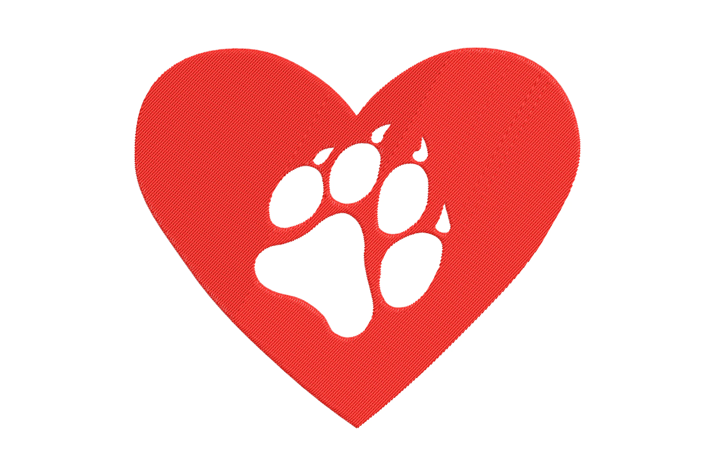 Heart And Paw Embroidery Design