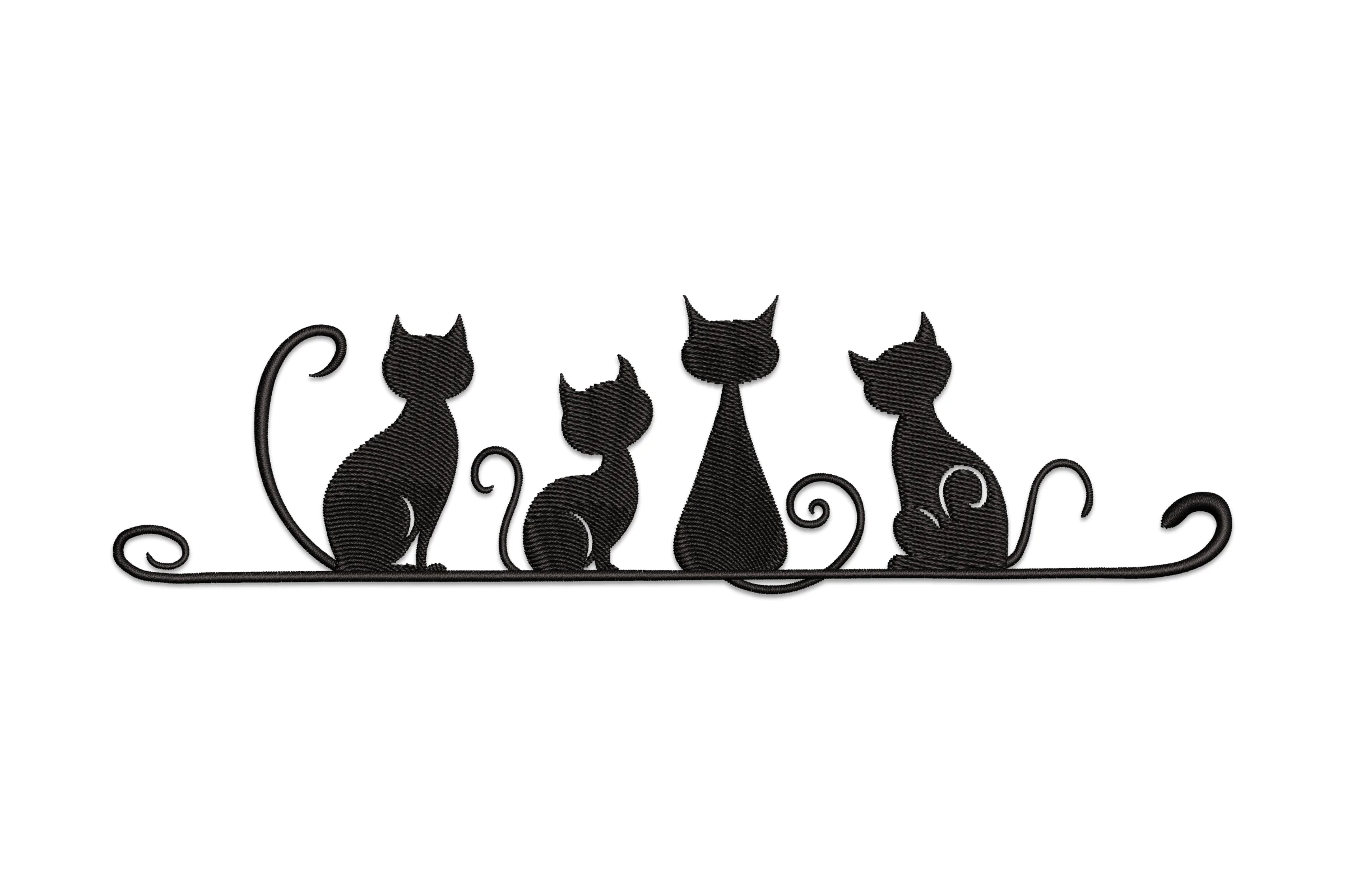 Four Black Cats Embroidery Design