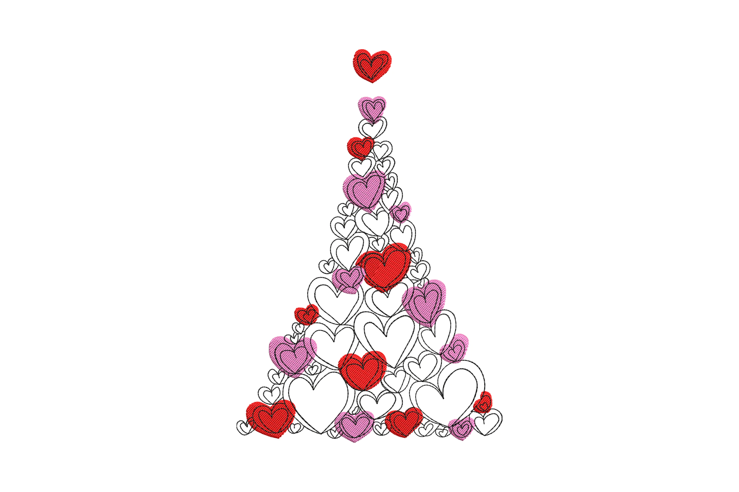Hearts Christmas Tree Embroidery Design