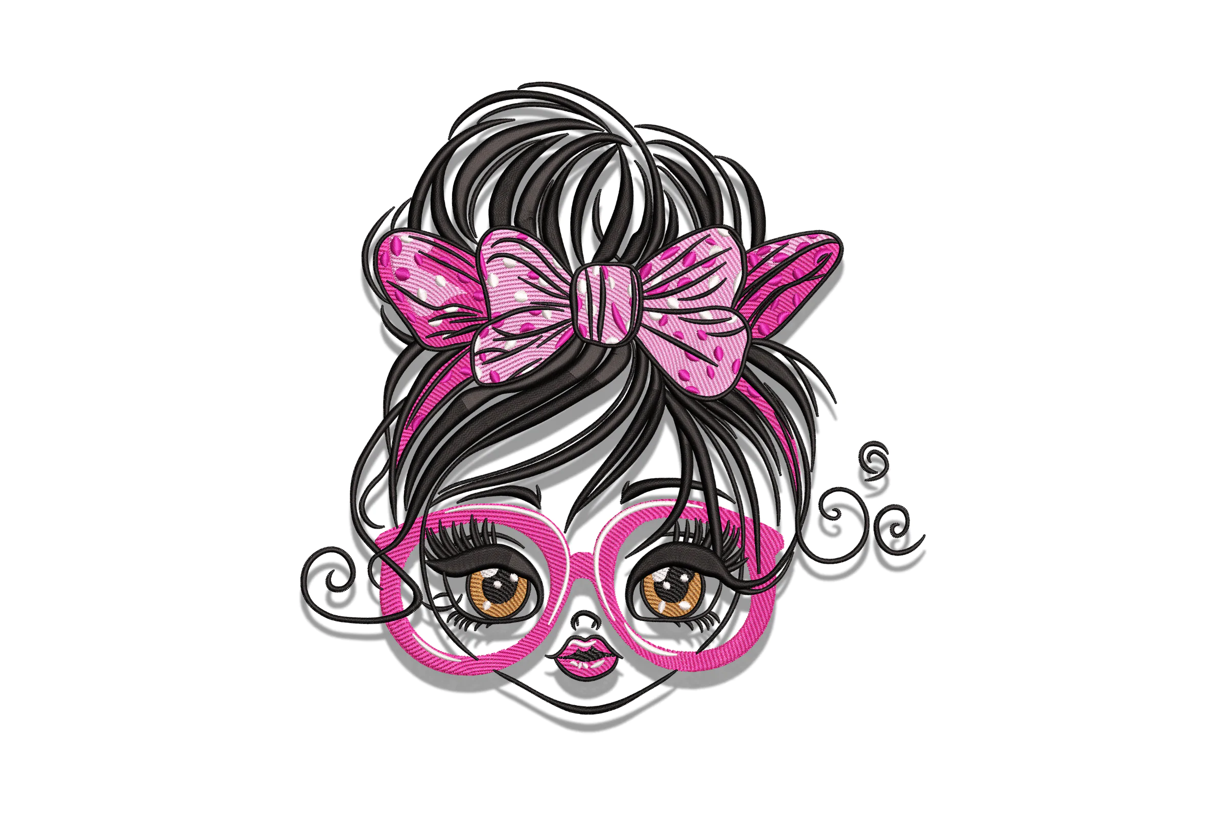 Girl With Glasses Embroidery Design