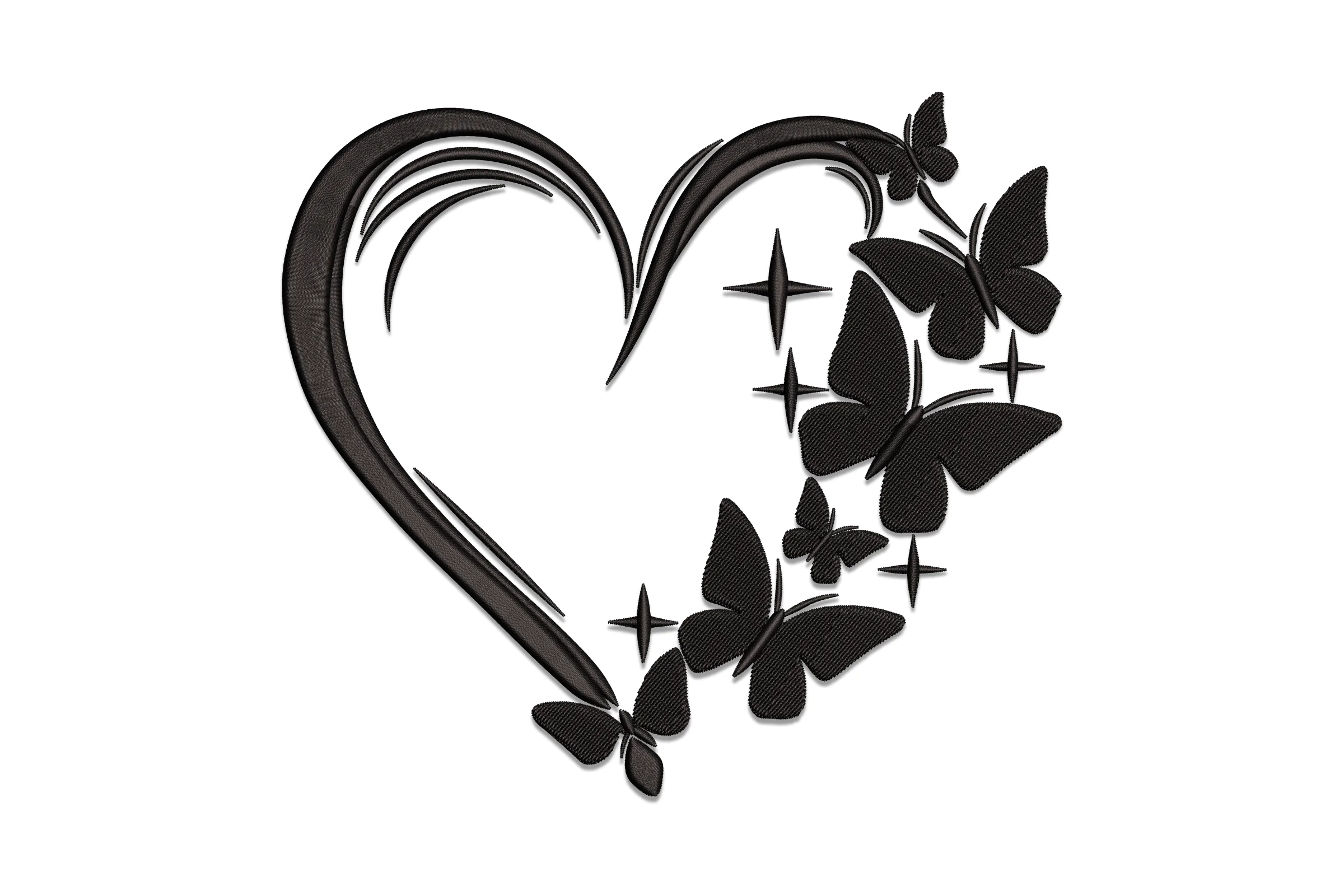 Heart with Butterfly Embroidery Design pattern