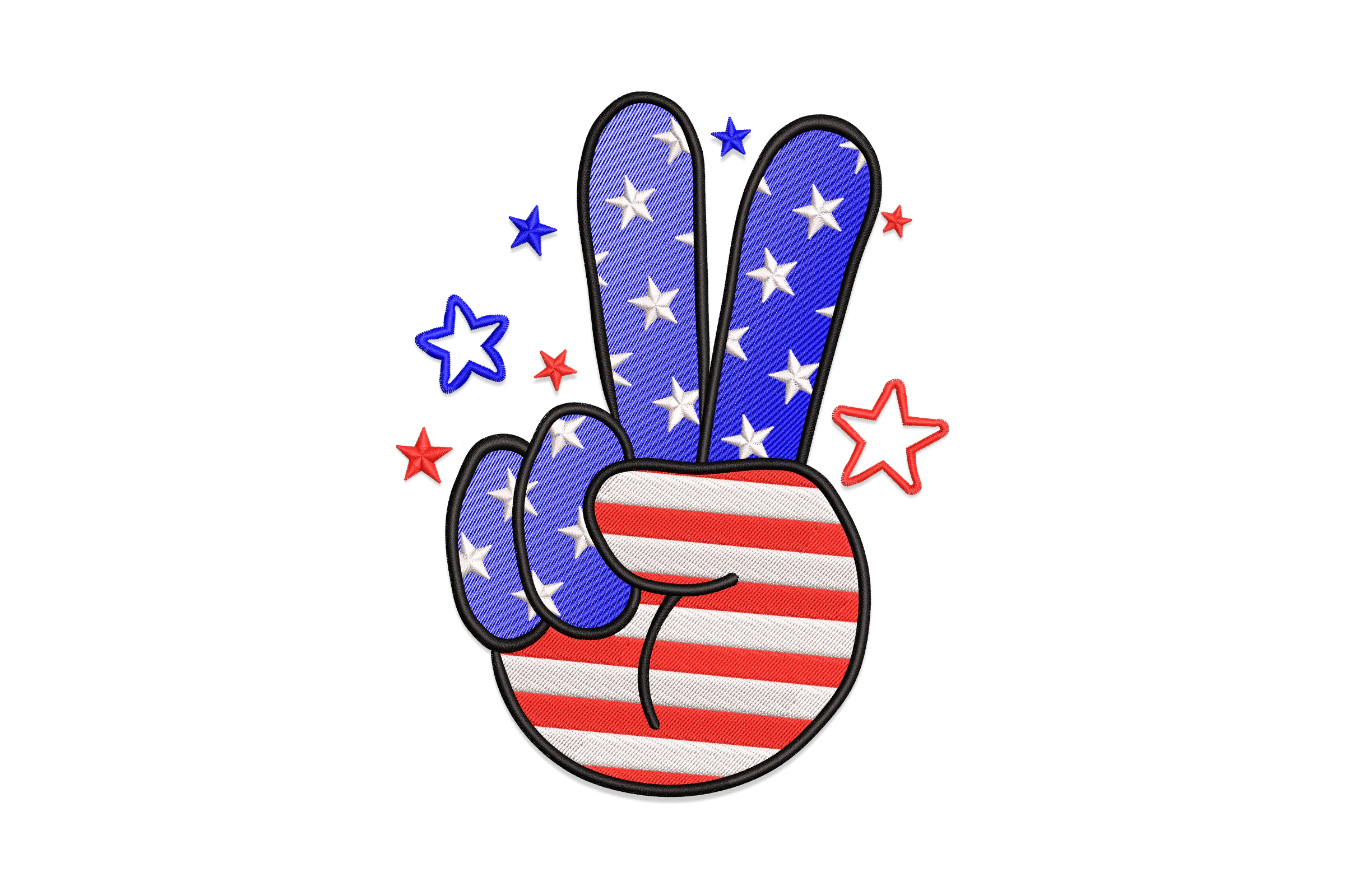 Peace Sign 4th of July Embroidery Design