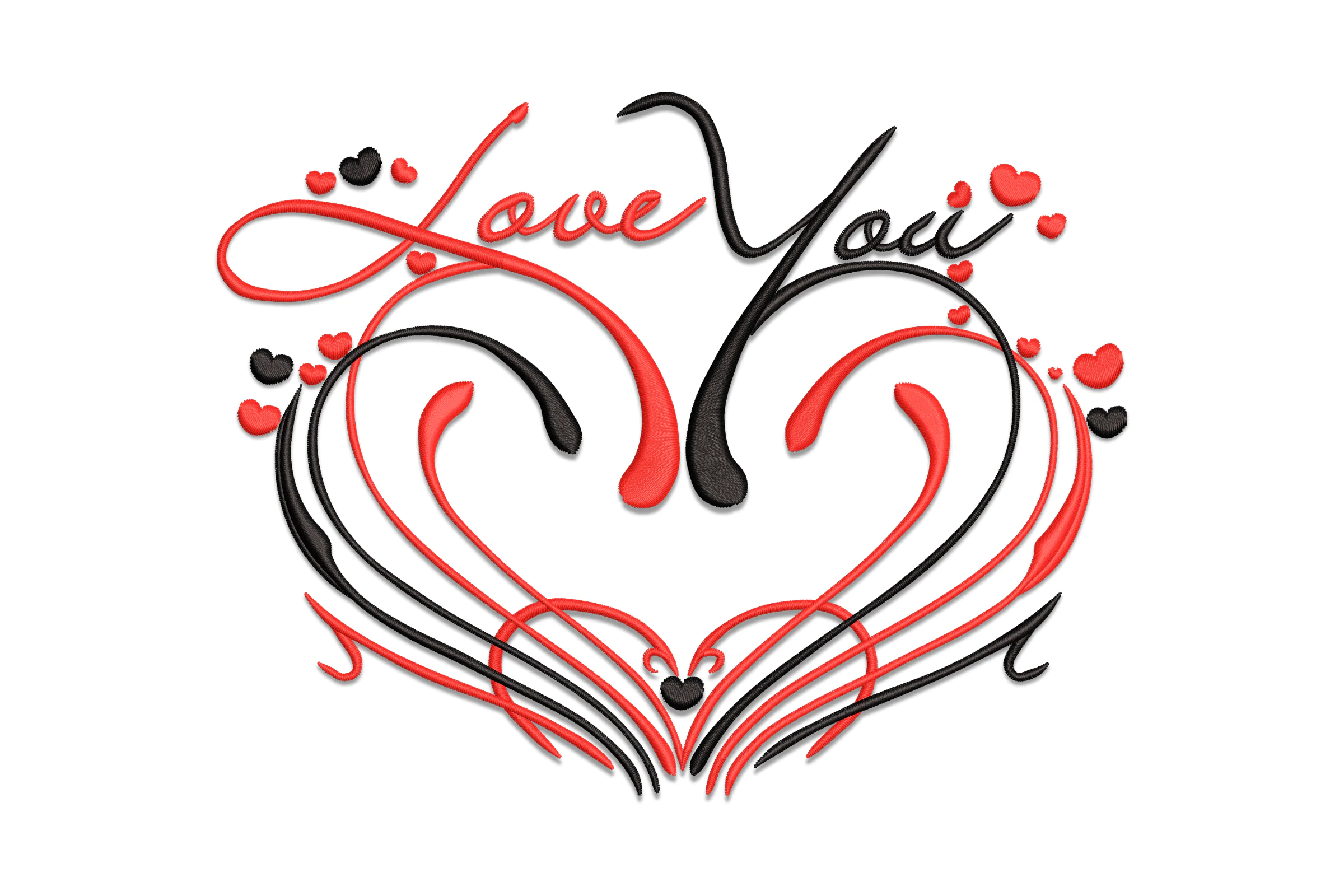 Love You Heart Embroidery Design