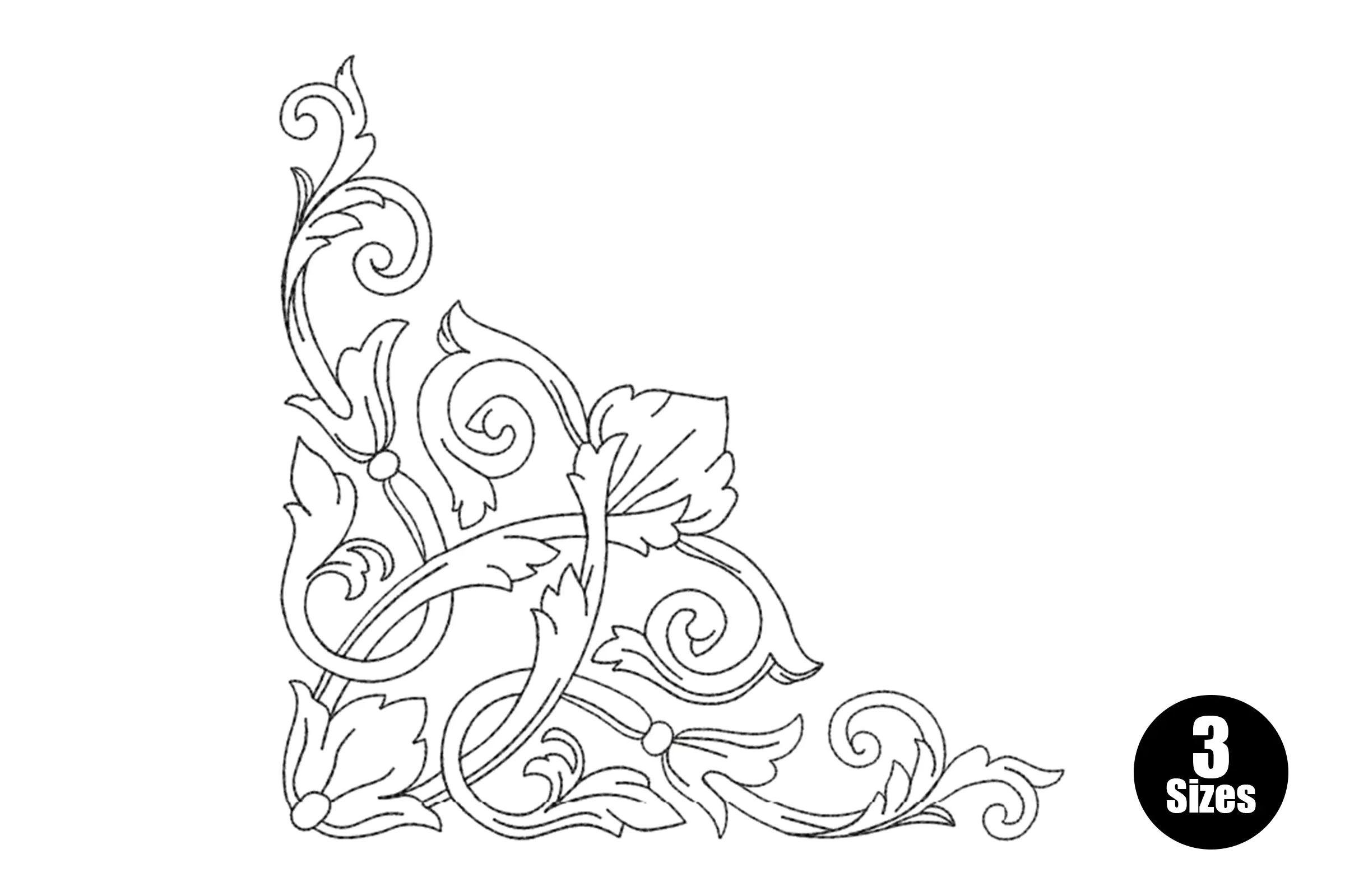 Flower Border Corner Element Frame Embroidery File