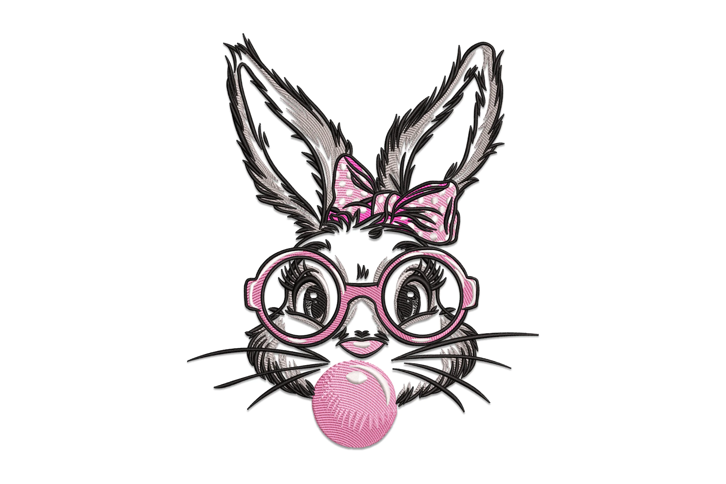 Bunny with Bubble Embroidery Design
