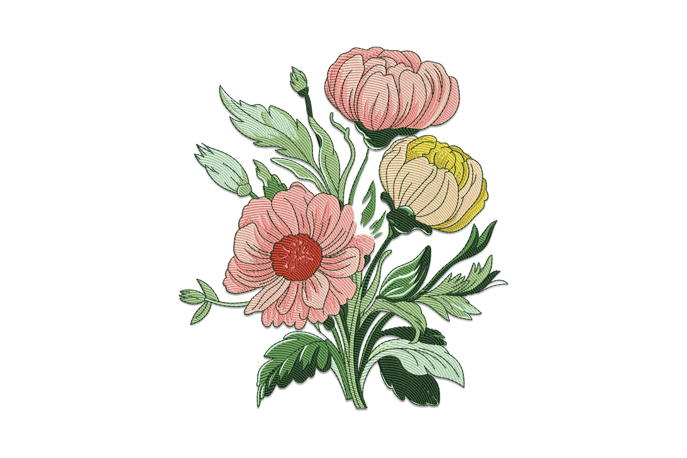 Bouquet Lilies Machine Embroidery Design