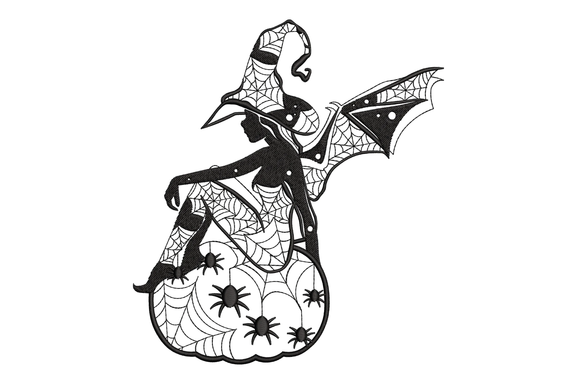 Cute Witch & Pumpkin Embroidery Design