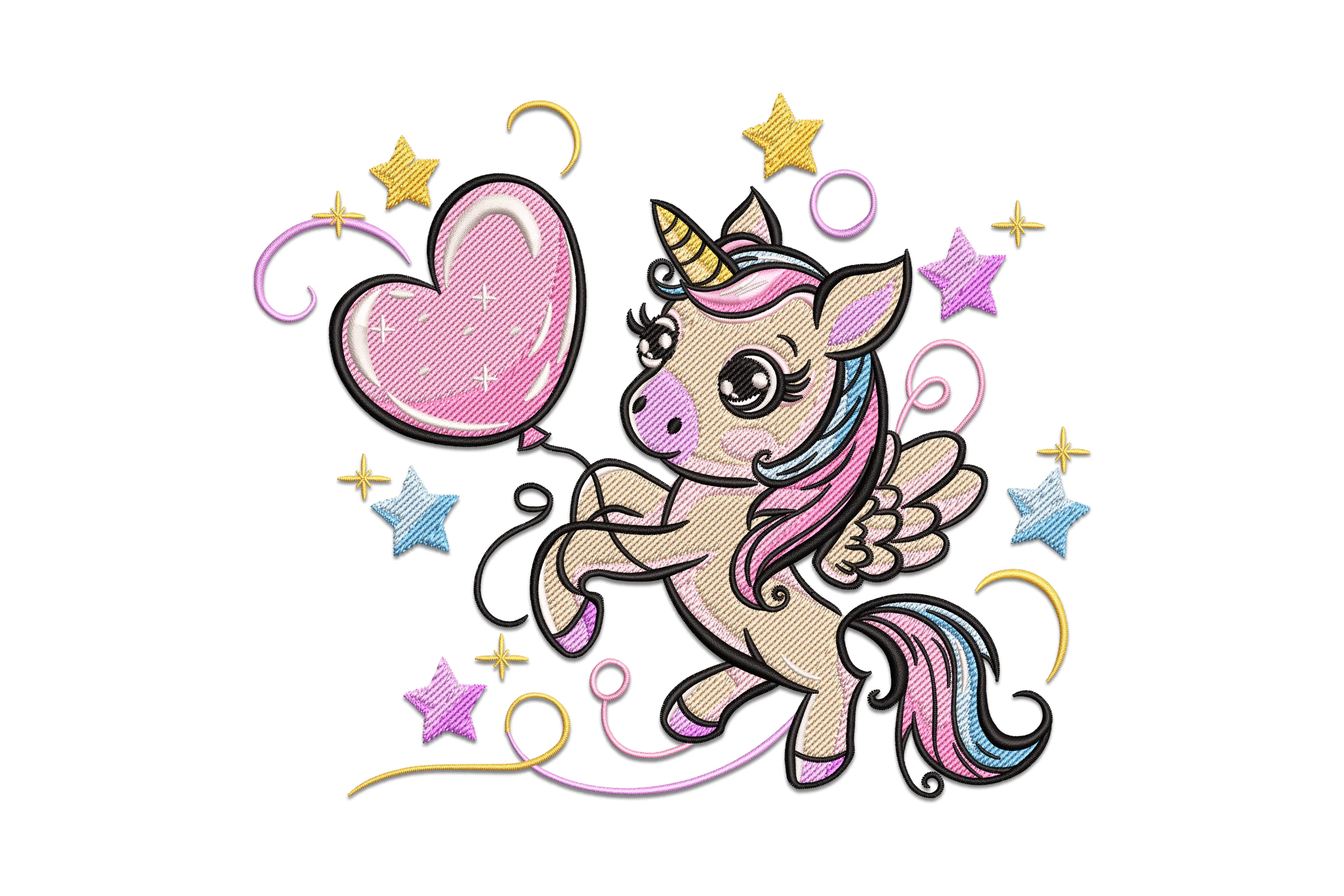Baby Girl Unicorn Embroidery Design File