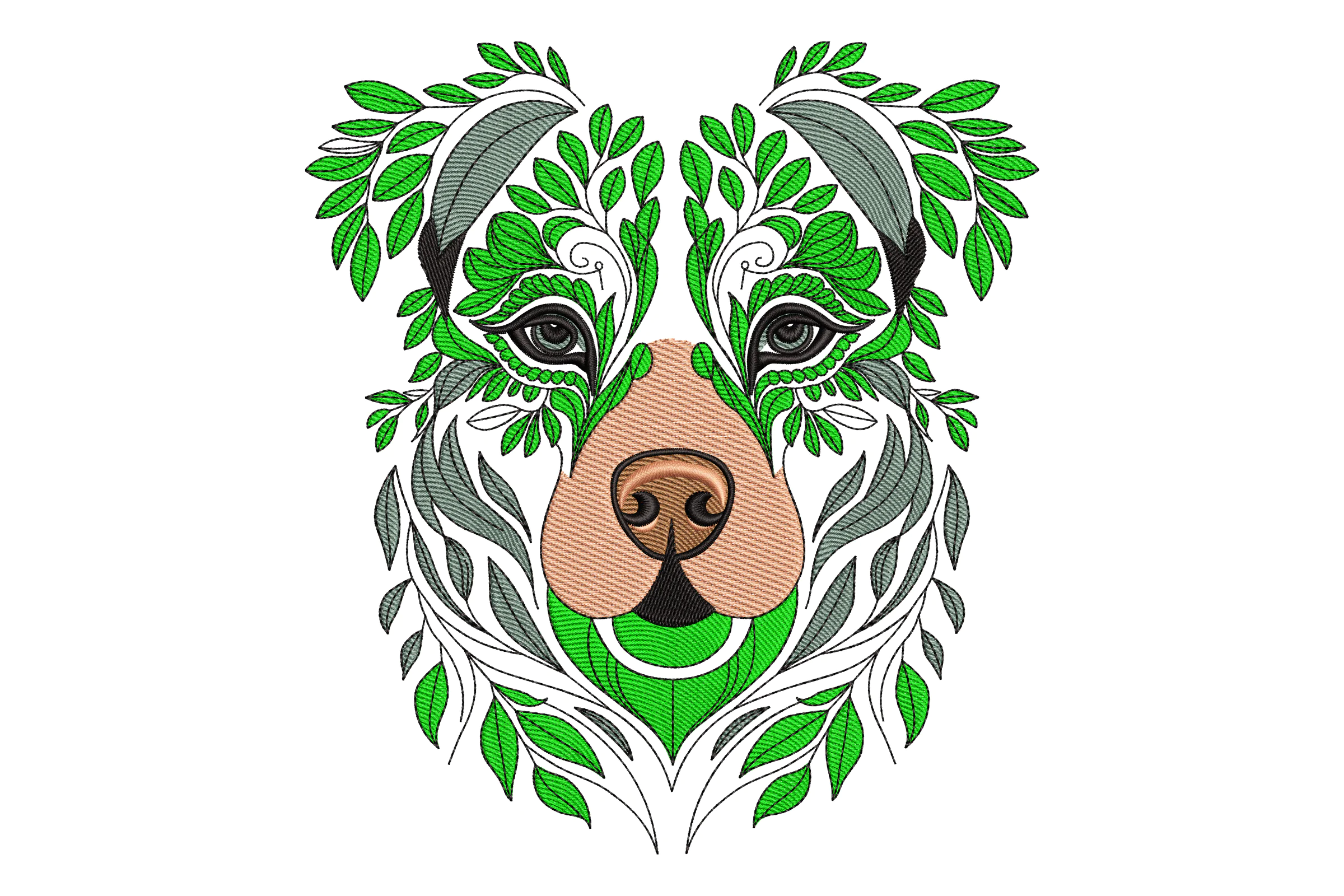 Floral Bear Face Embroidery Design
