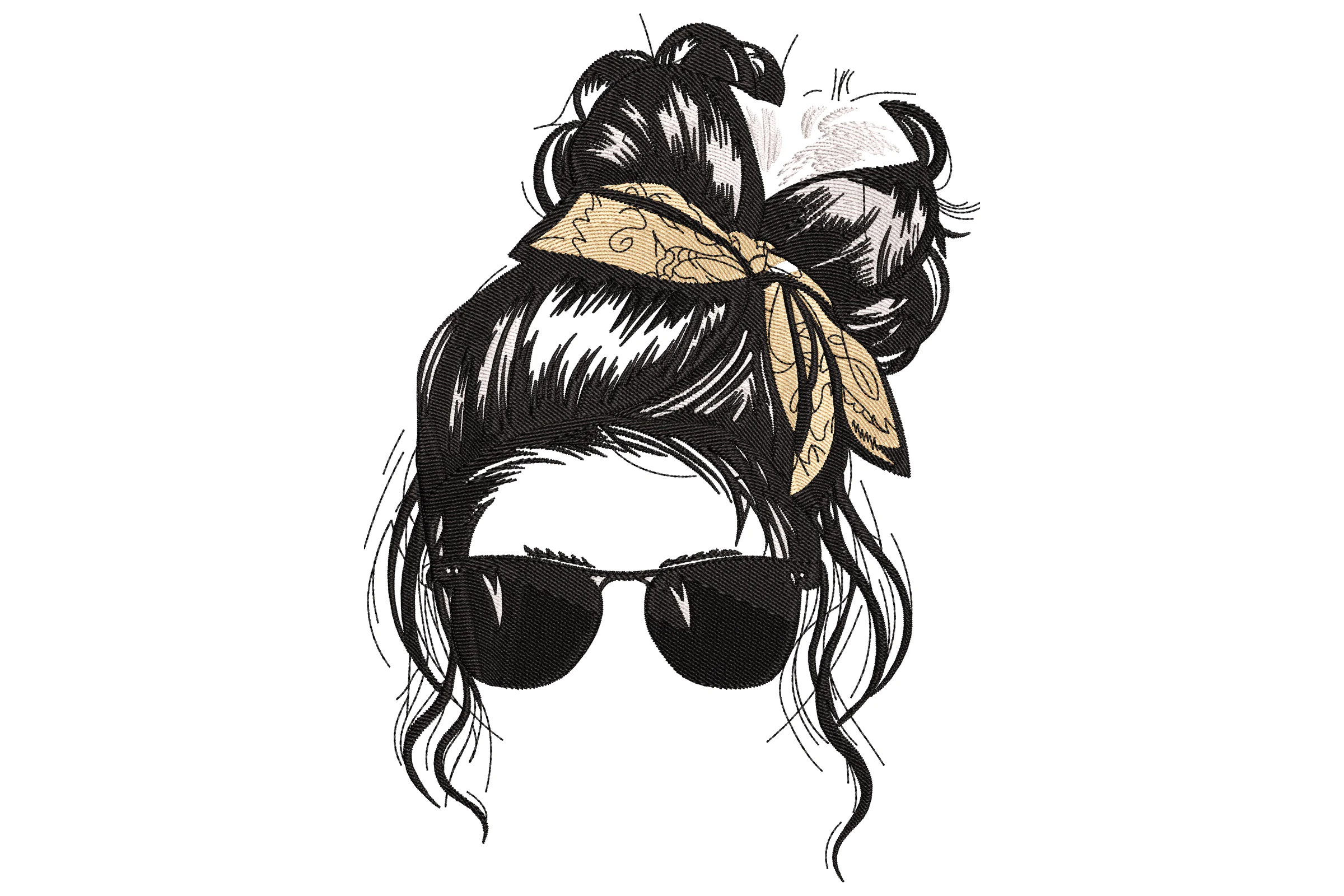Messy Bun Bandana Embroidery Design