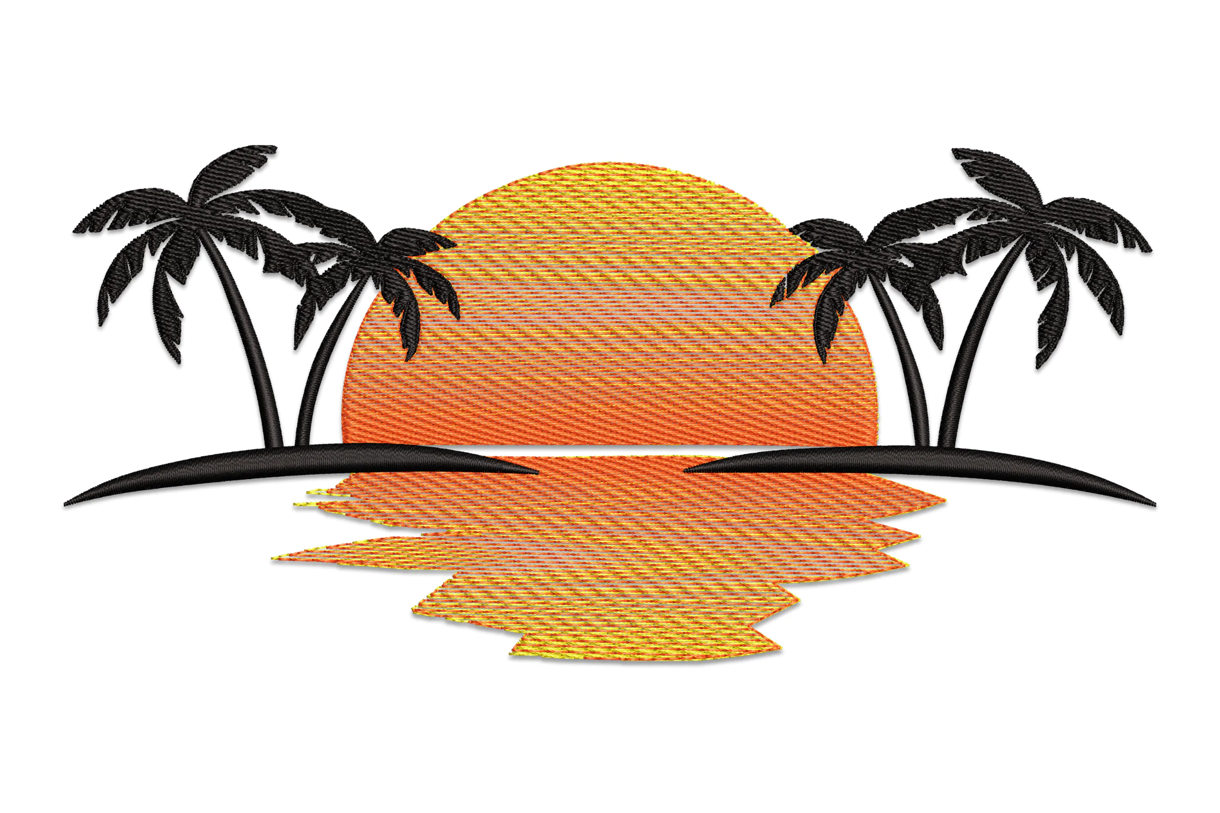 Palm Tree Sunset Embroidery Design