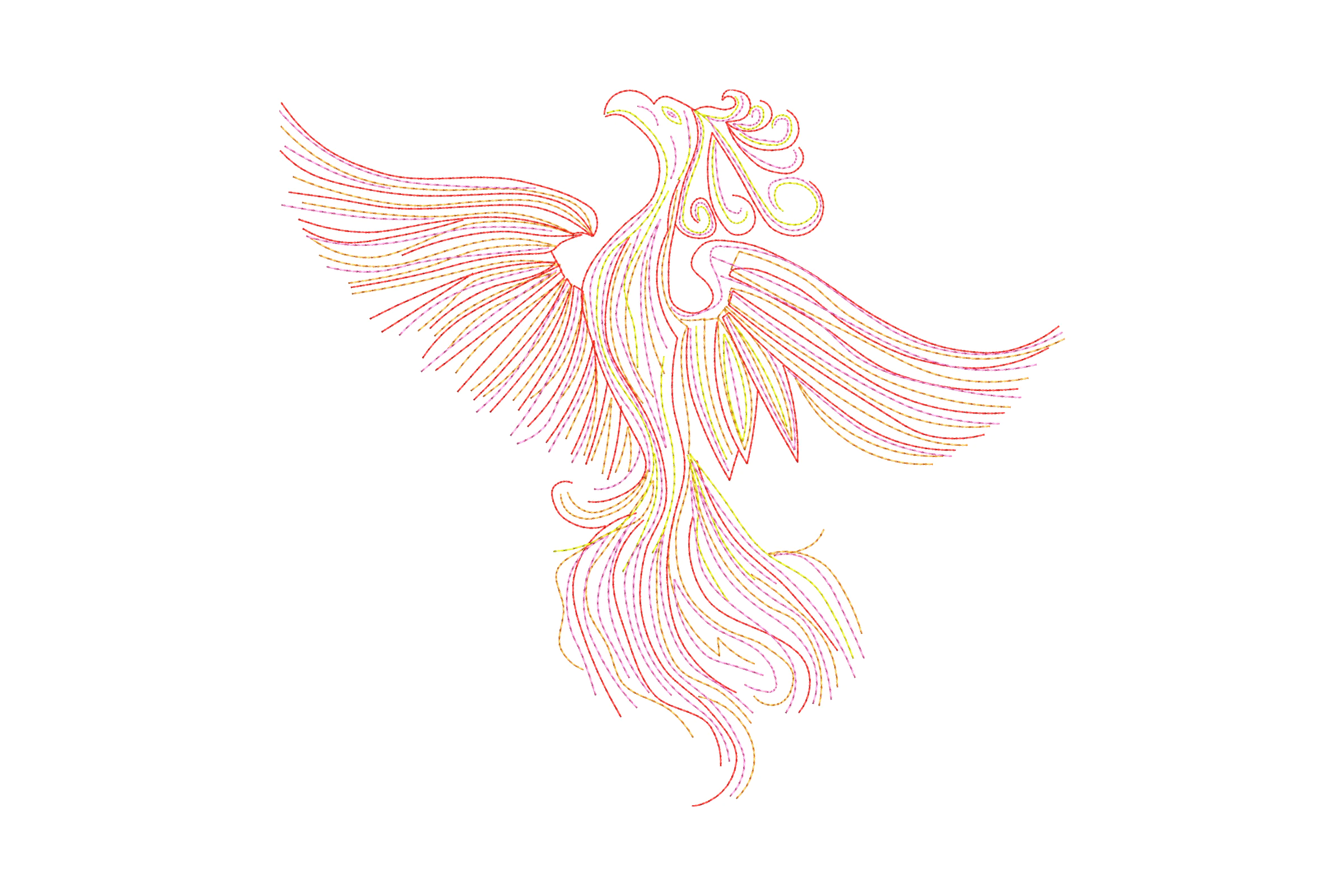 Vibrant Phoenix Embroidery Design