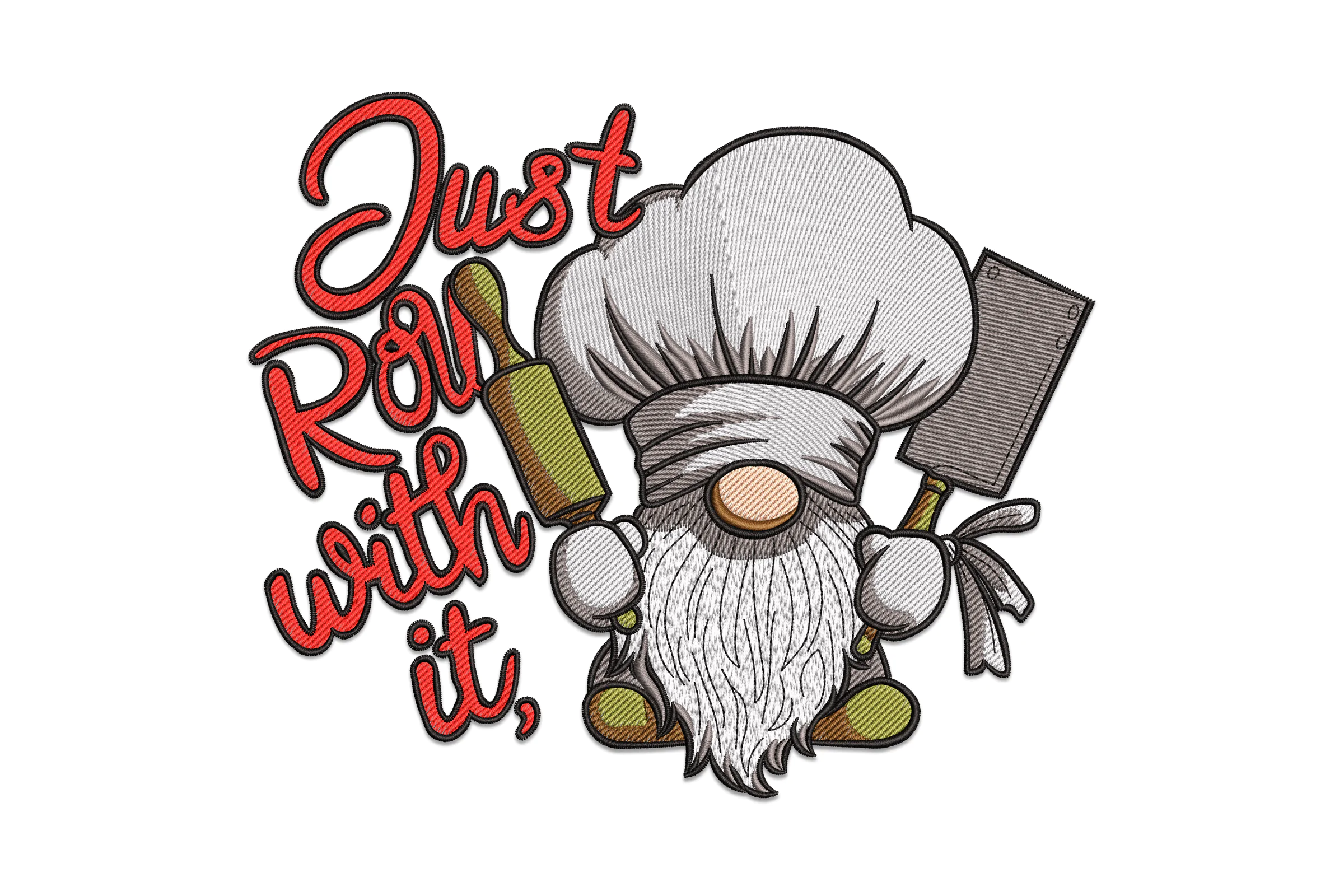 Just Roll with It Gnome Embroidery Design