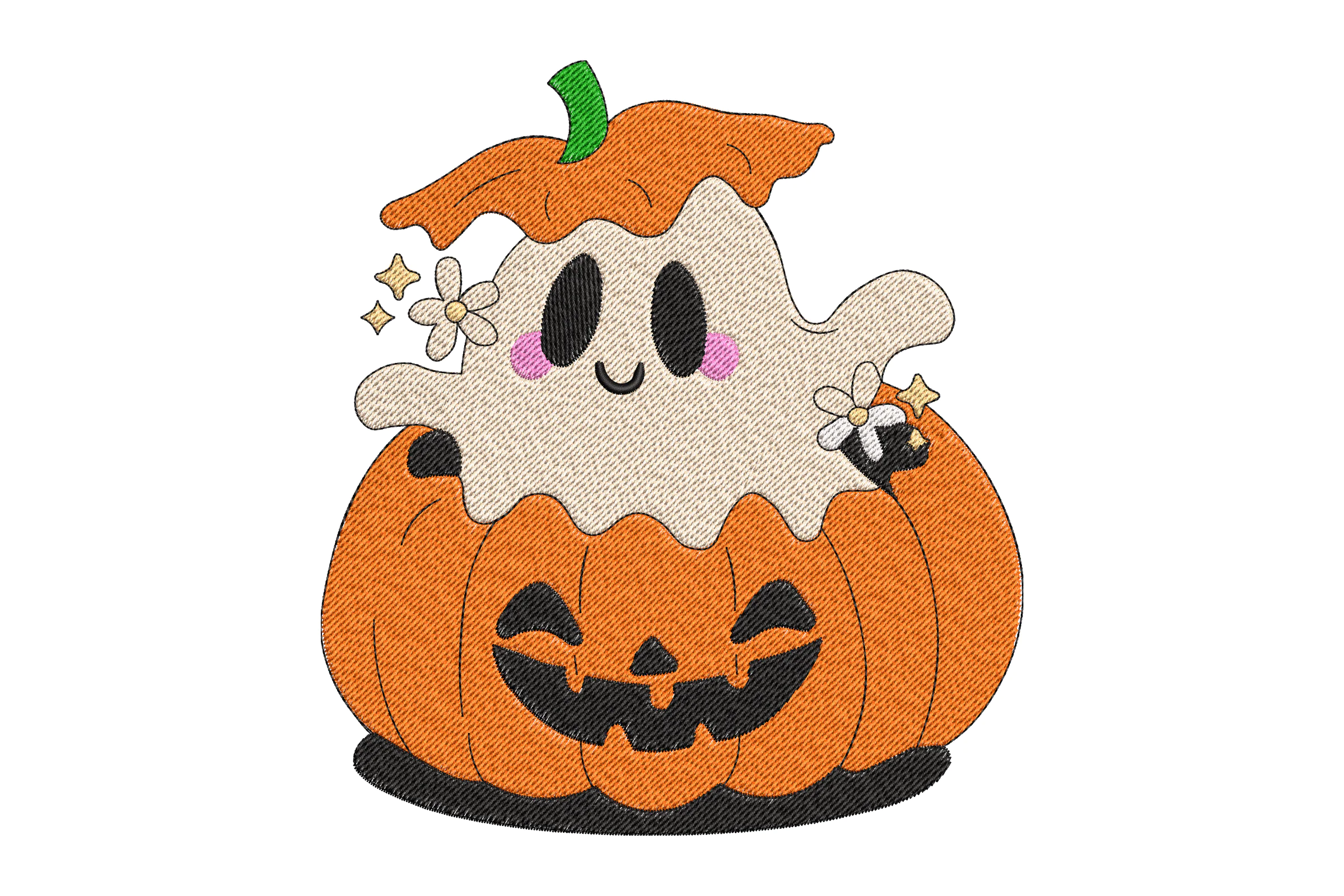 Ghost in Pumpkin Embroidery Design