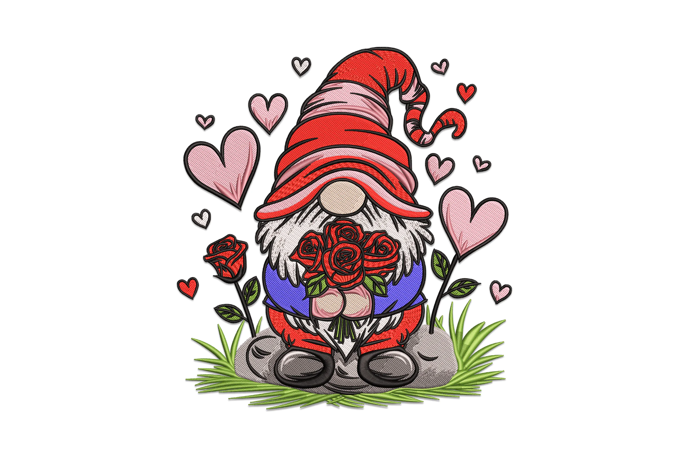 Valentine's Day Gnome Machine Embroidery Design