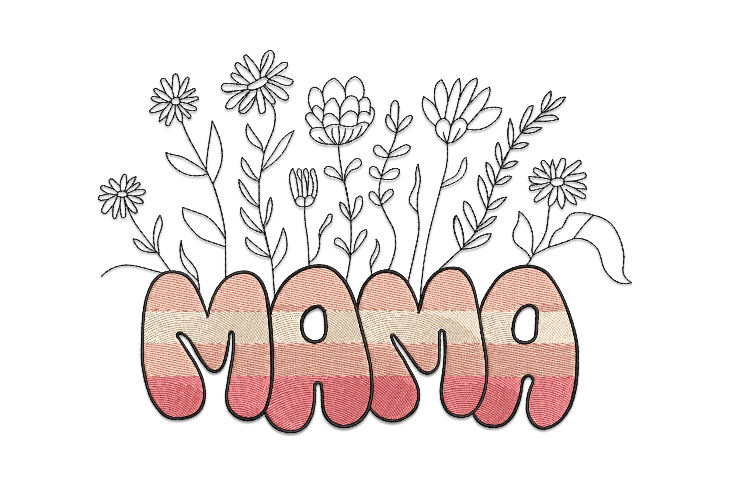 Mama Flower Embroidery Design Pattern
