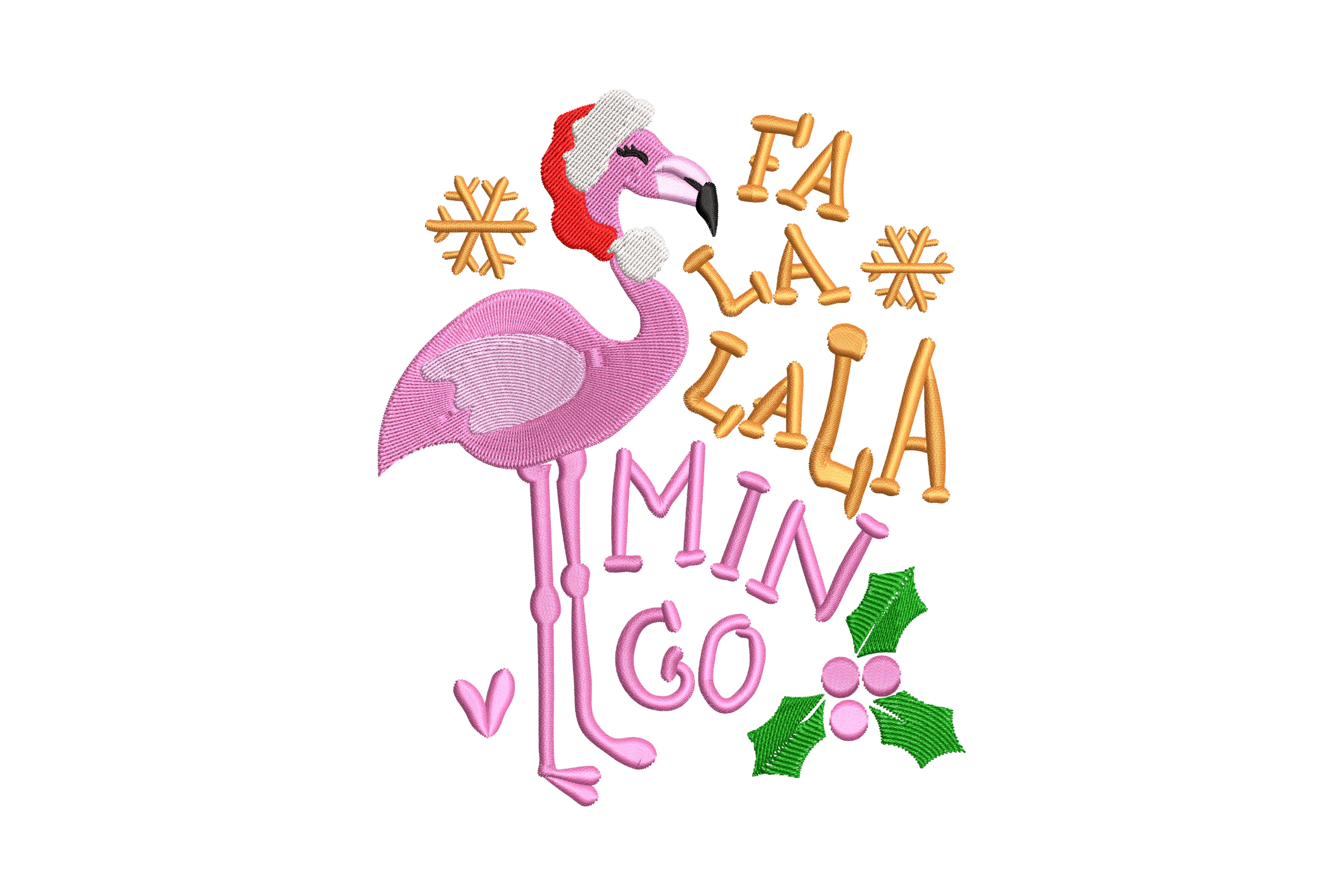 Christmas Flamingo Embroidery Machine Design