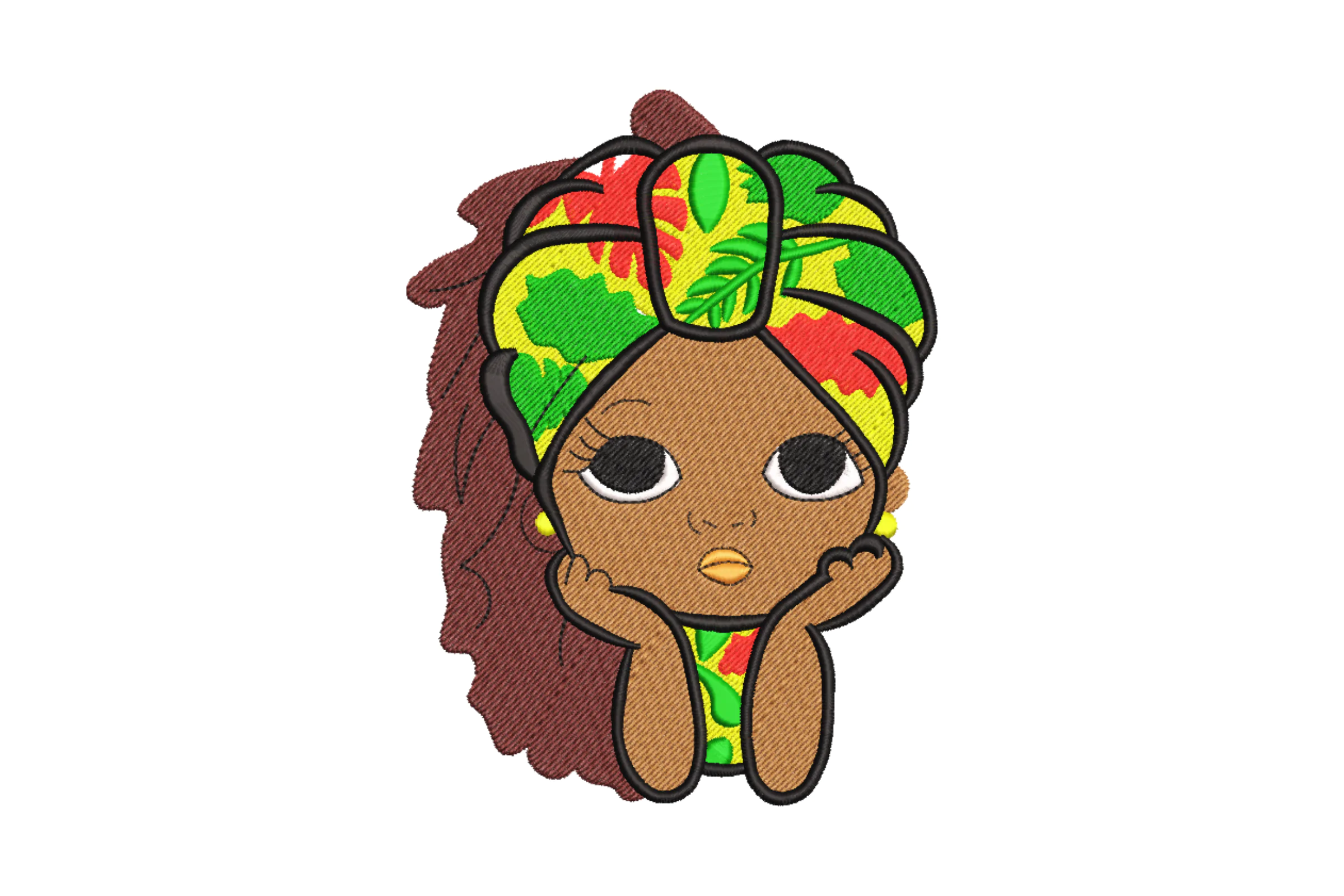 Afro Girl in turban Embroidery Designs