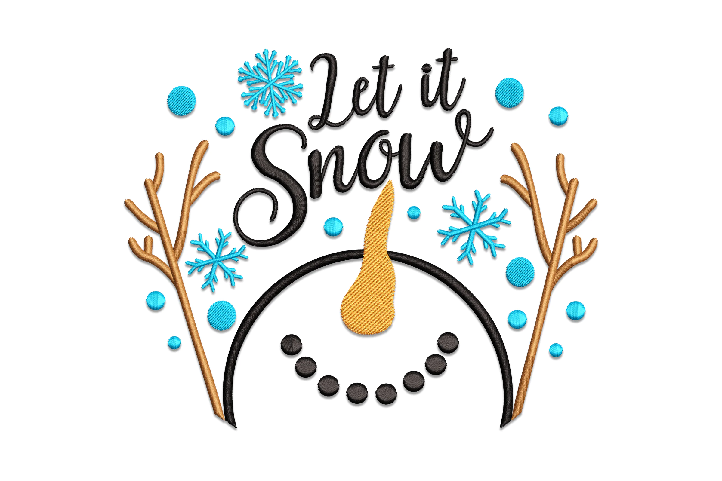 Let it Snow, Snowman, Christmas Machine Embroidery Design