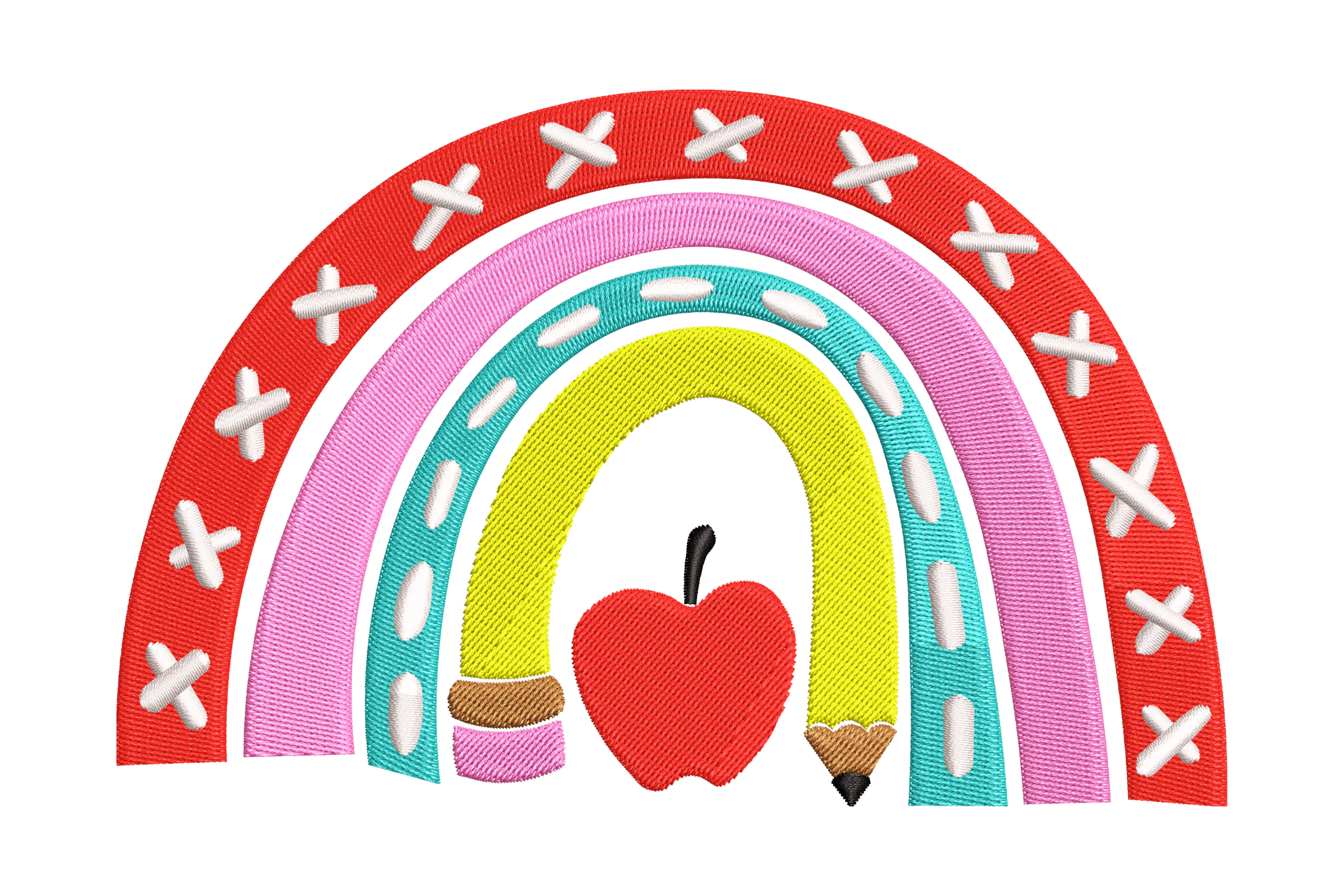 Back to School Rainbow Embroidery Design File