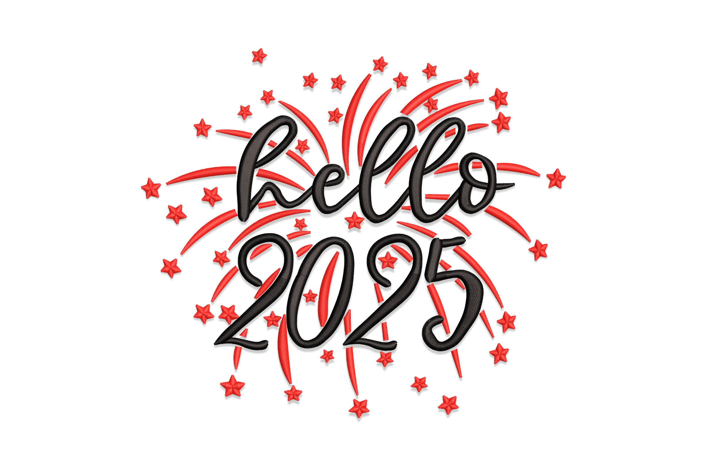 Hello 2025 Embroidery Design